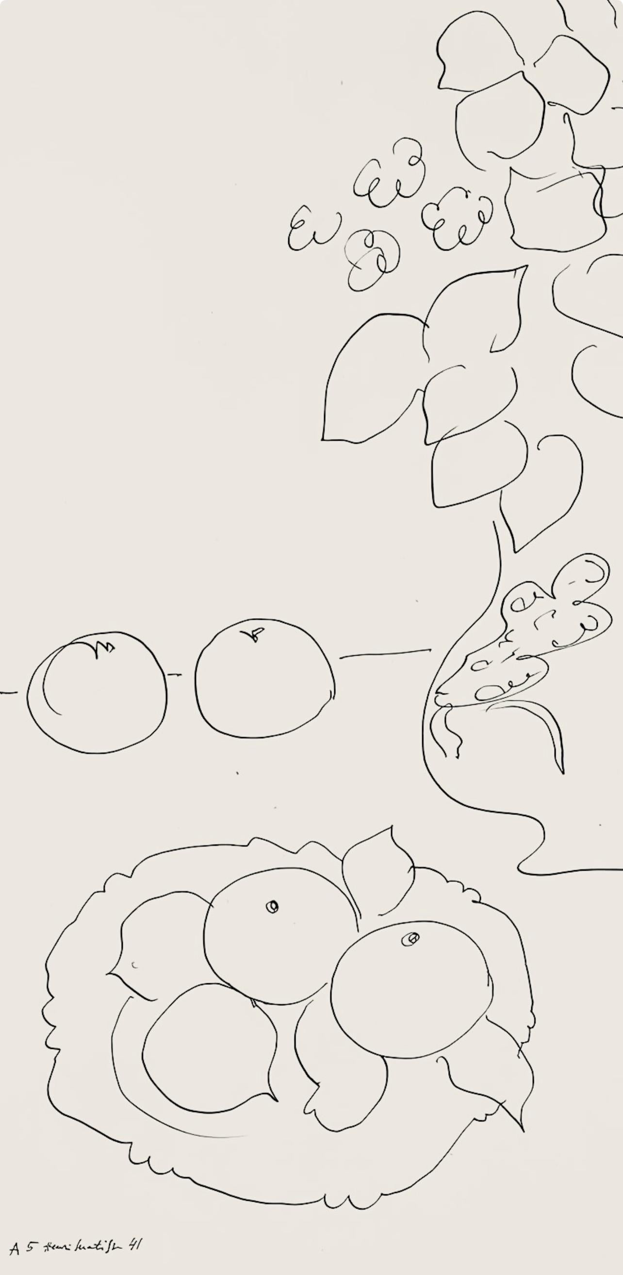 Matisse, Série A, var. 5 (Duthuit 9), Dessins, Thèmes et variations (después de) - Print Moderno de Henri Matisse