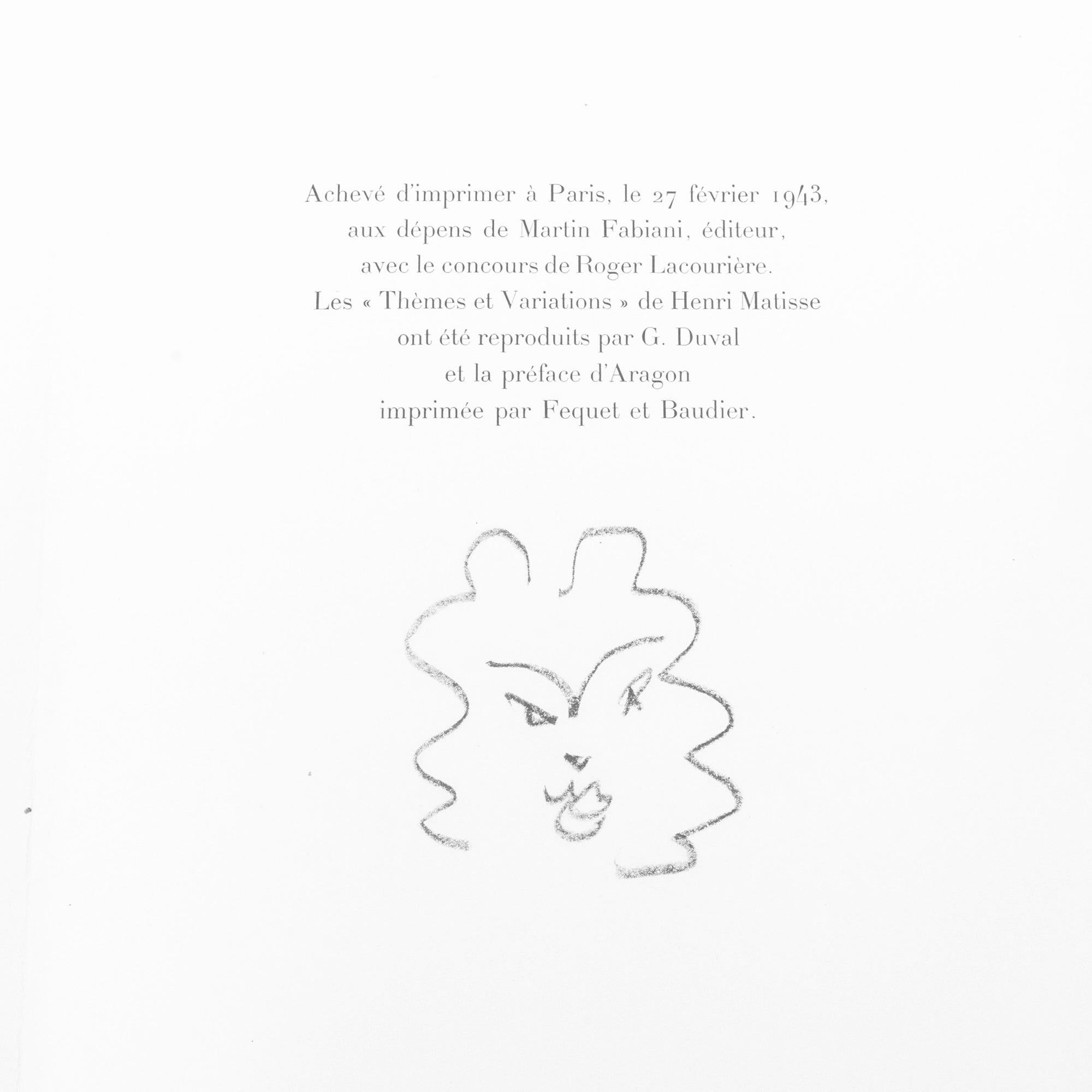 Henri Matisse, Series A, Var. 5, Dessins, Themes et Variations, 1943 (after) For Sale 5