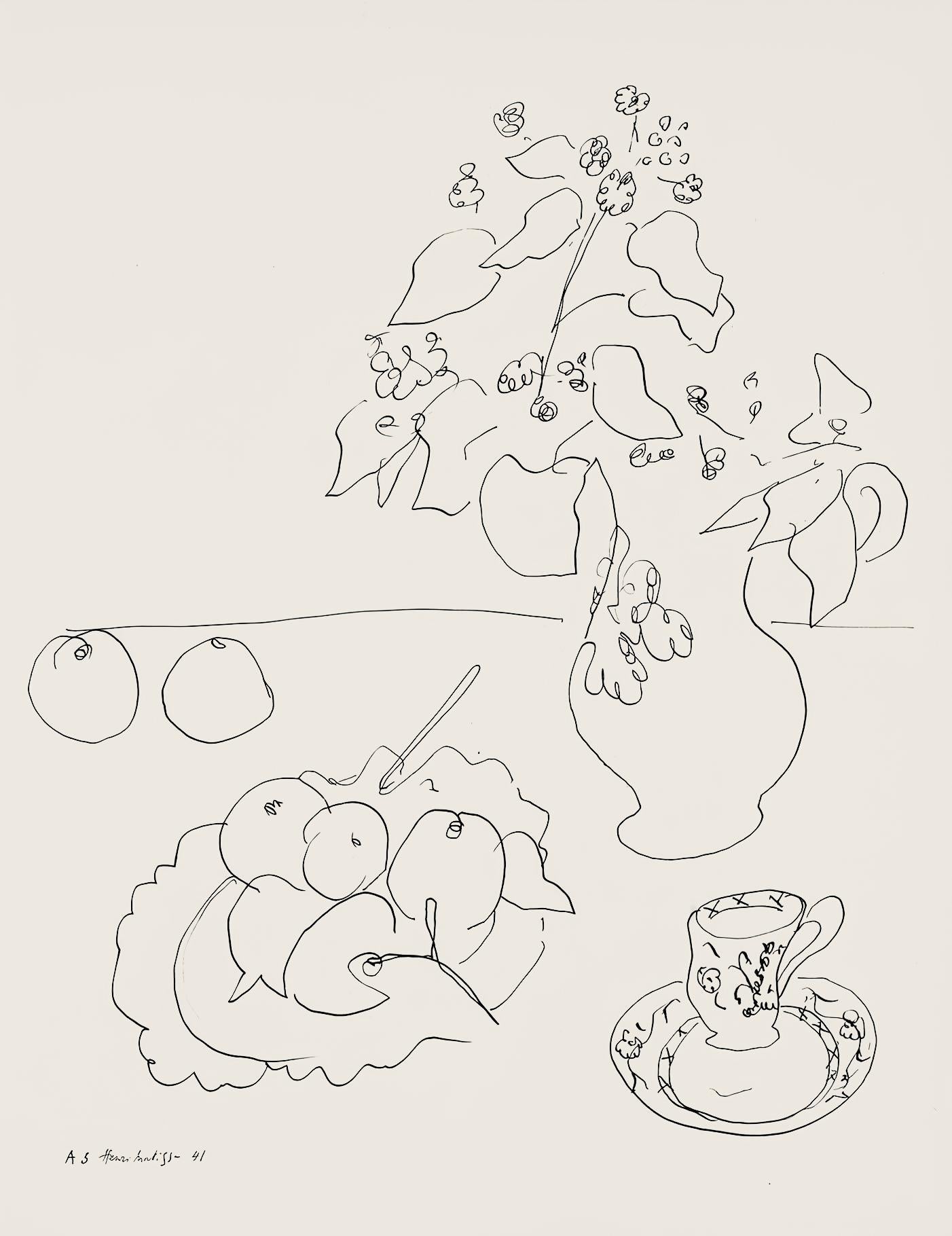 Henri Matisse Still-Life Print - Matisse, Série A, var. 3 (Duthuit 9), Dessins, Thèmes et variations (after)