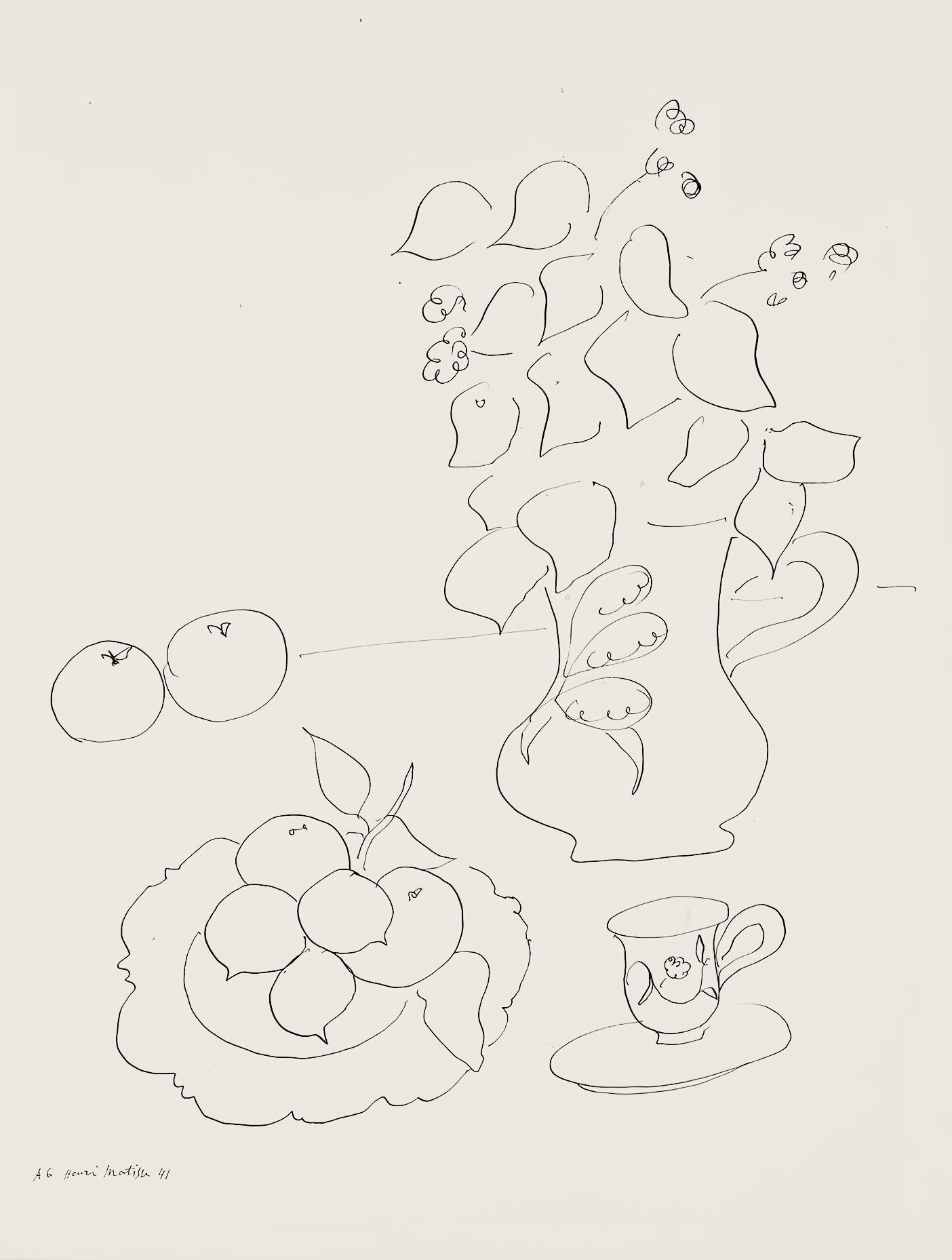 Henri Matisse Abstract Print - Matisse, Série A, var. 6 (Duthuit 9), Dessins, Thèmes et variations (after)