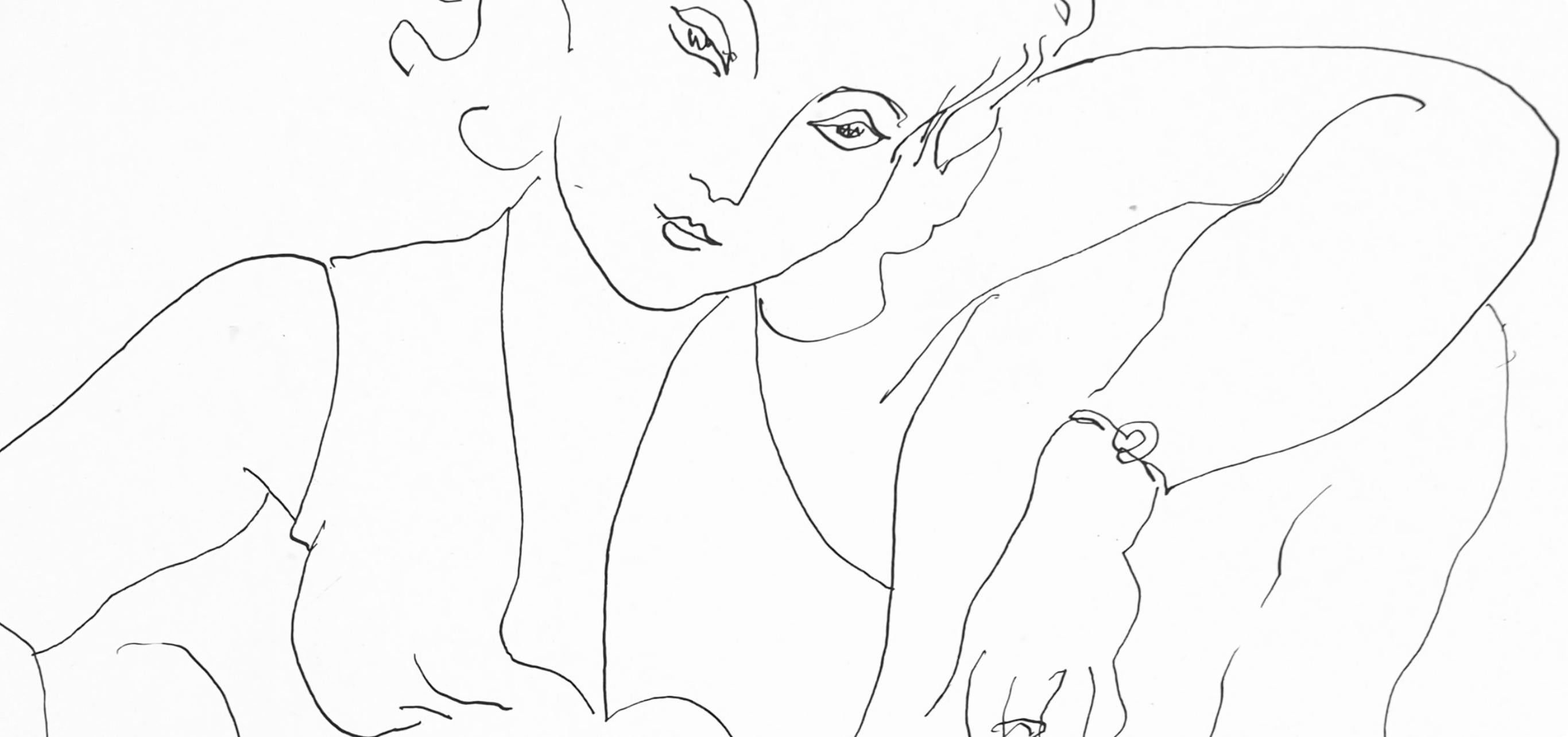Matisse, Série B, var. 5 (Duthuit 9), Dessins, Thèmes et variations (dopo) - Abstract Print Beige di Henri Matisse