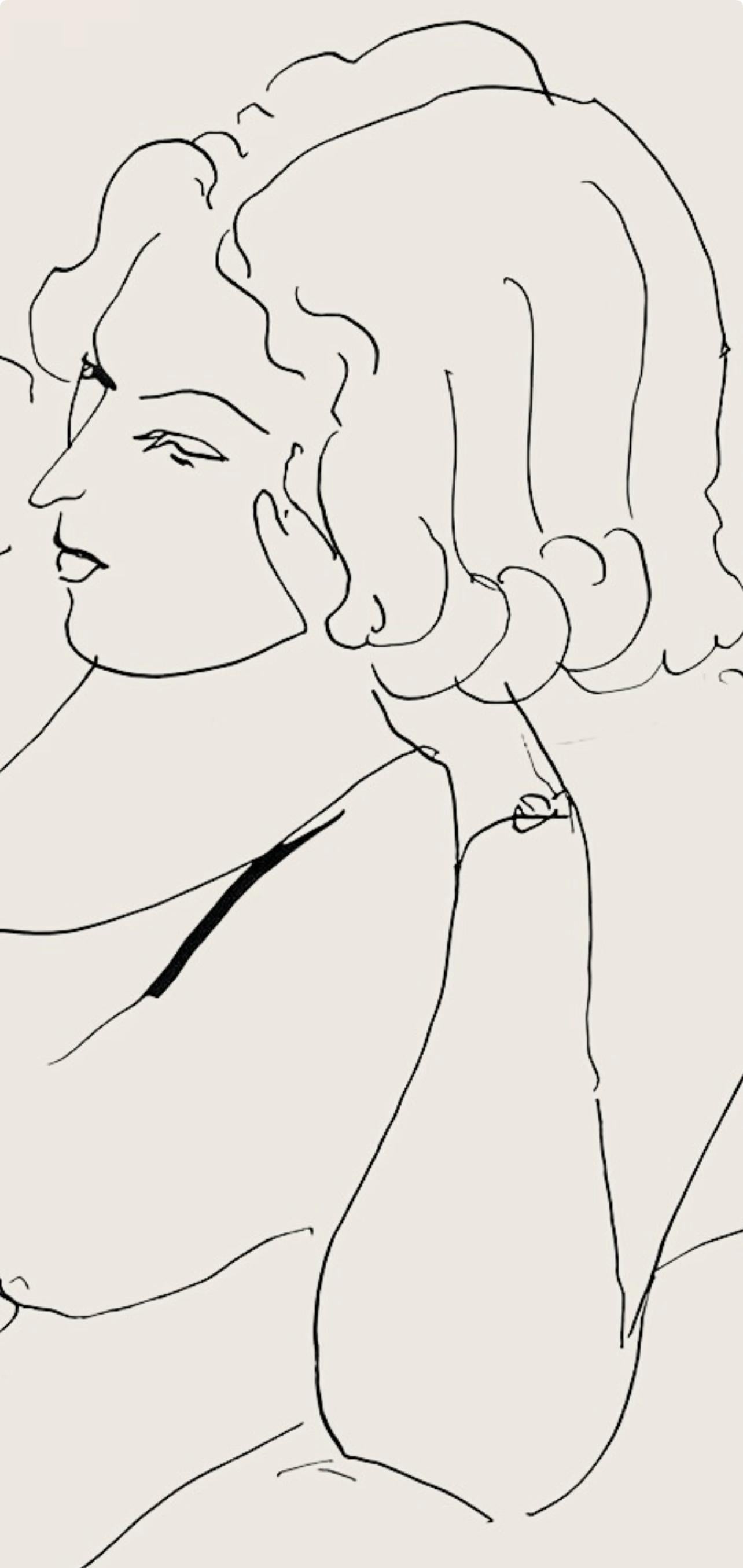 Matisse, Série B, var. 6 (Duthuit 9), Dessins, Thèmes et variations (dopo) - Abstract Print Beige di Henri Matisse