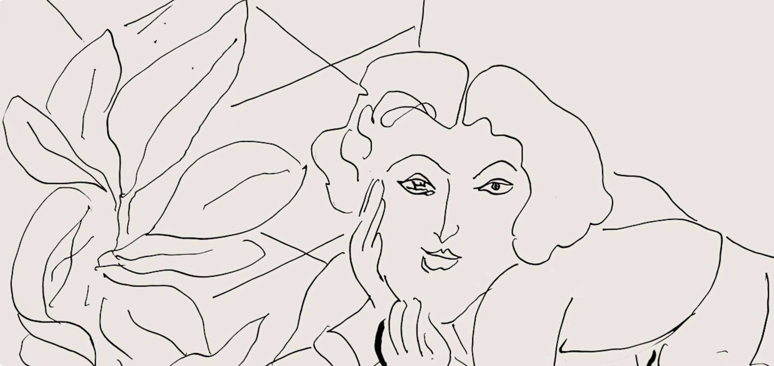 Matisse, Série C, var. 2 (Duthuit 9), Dessins, Thèmes et variations (d'après) - Beige Abstract Print par Henri Matisse