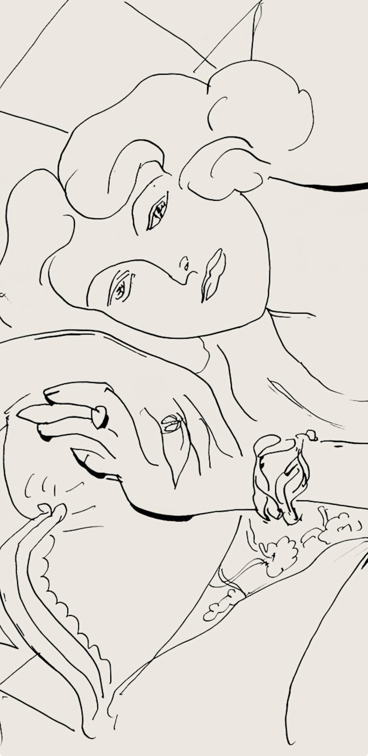 Matisse, Série C, var. 3 (Duthuit 9), Dessins, Thèmes et variations (after) - Beige Abstract Print by Henri Matisse