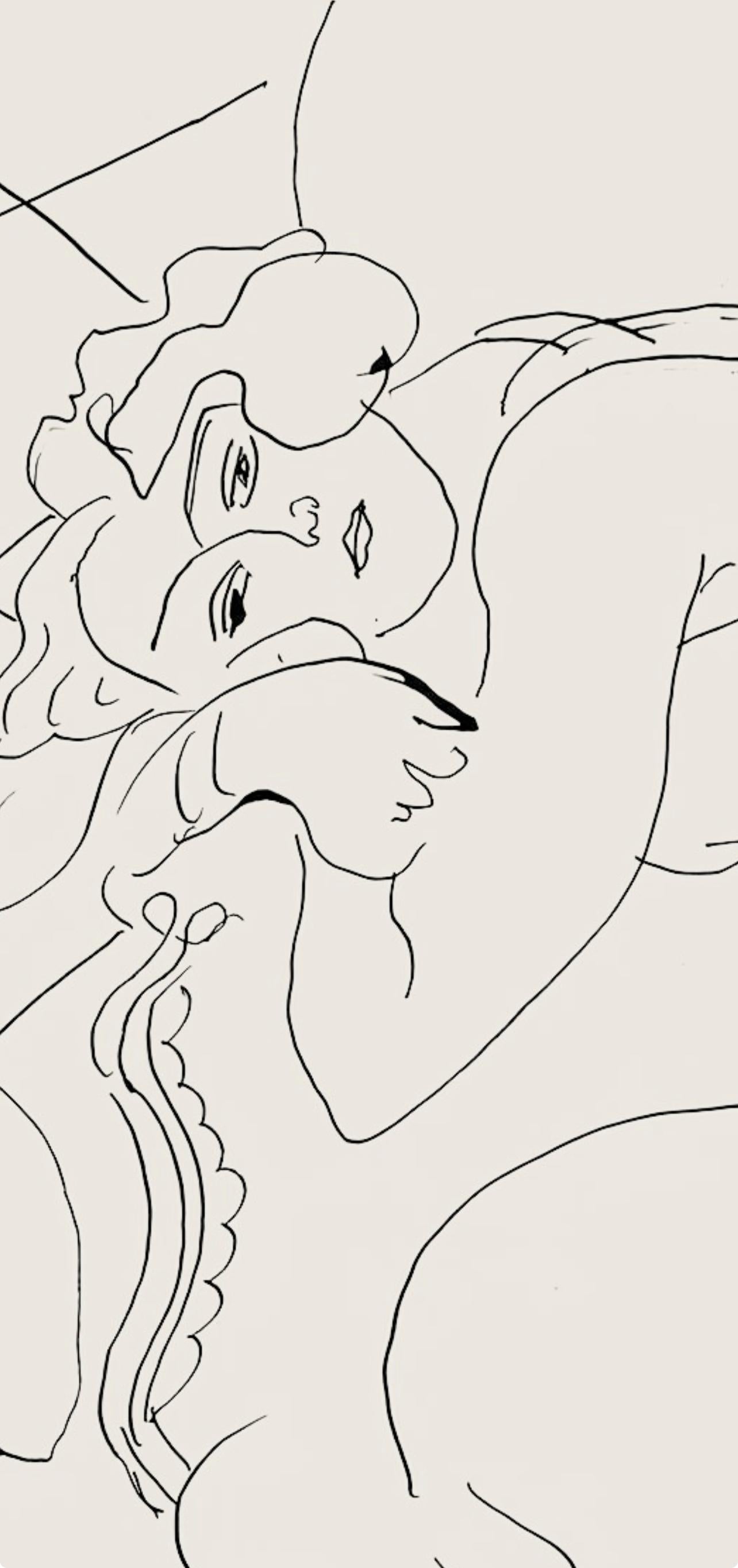 Matisse, Série C, var. 4 (Duthuit 9), Dessins, Thèmes et variations (after) - Beige Figurative Print by Henri Matisse