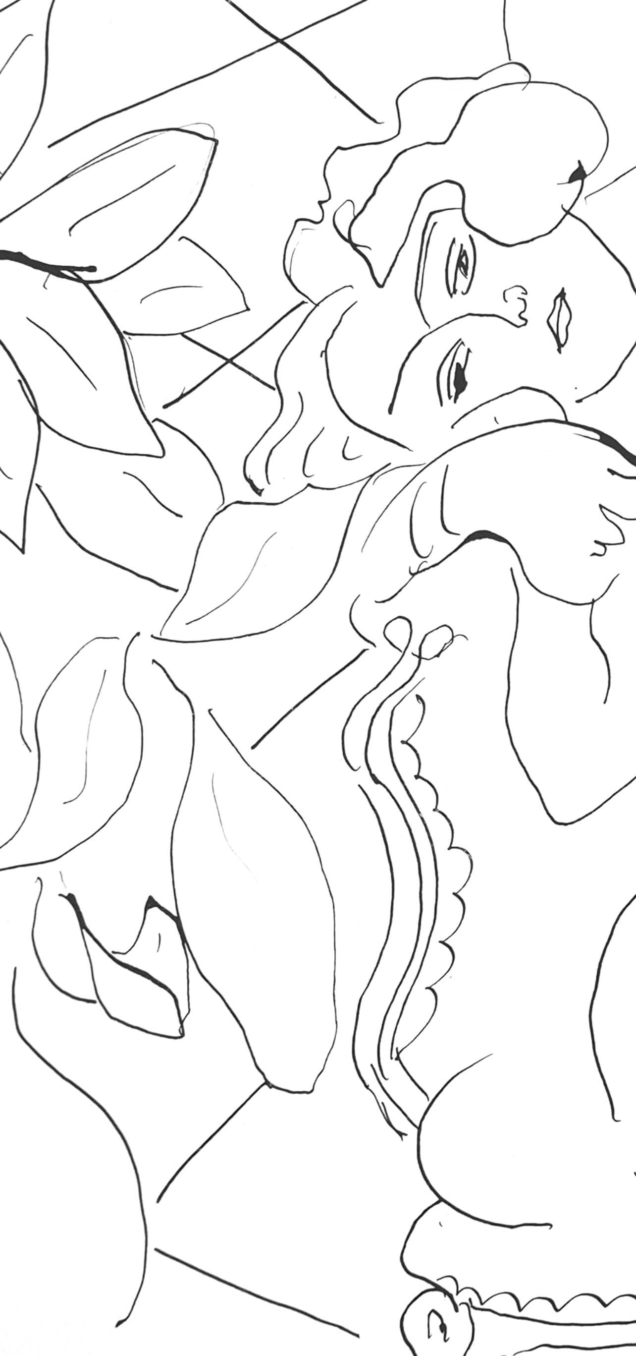 Matisse, Série C, var. 4 (Duthuit 9), Dessins, Thèmes et variations (dopo) - Figurative Print Beige di Henri Matisse