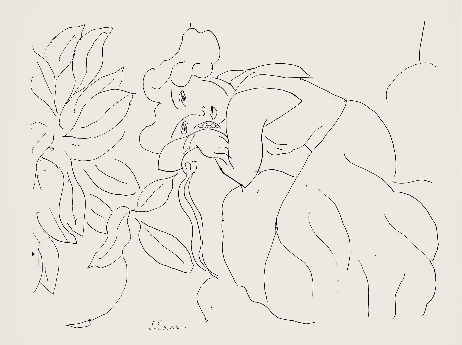 Abstract Print Henri Matisse - Matisse, Série C, var. 5 (Duthuit 9), Dessins, Thèmes et variations (d'après)