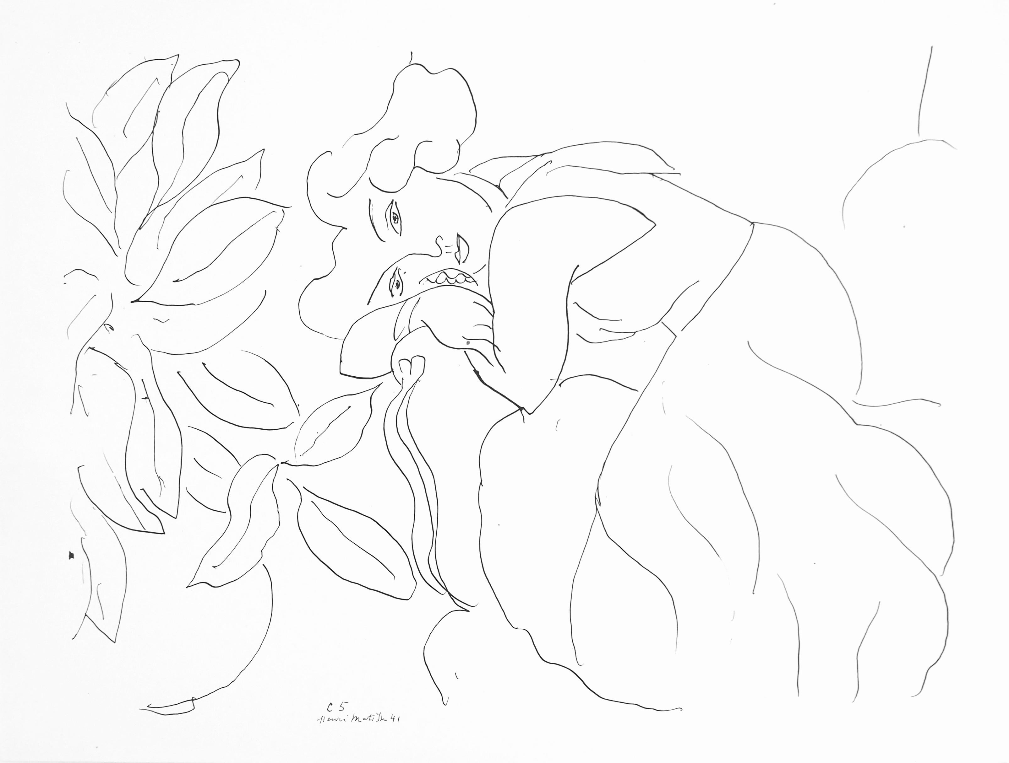 This exquisite lithograph after Henri Matisse (1869–1954), titled Series C, Variation 5, originates from the rare 1943 folio Henri Matisse, Dessins, Themes et Variations. Published by Martin Fabiani, Editeur, Paris, and printed by Georges Duval,