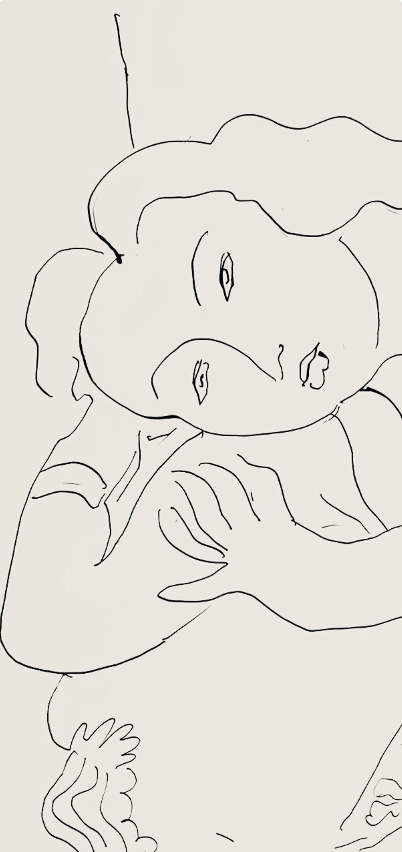 Matisse, Série C, var. 6 (Duthuit 9), Dessins, Thèmes et variations (d'après) - Beige Abstract Print par Henri Matisse