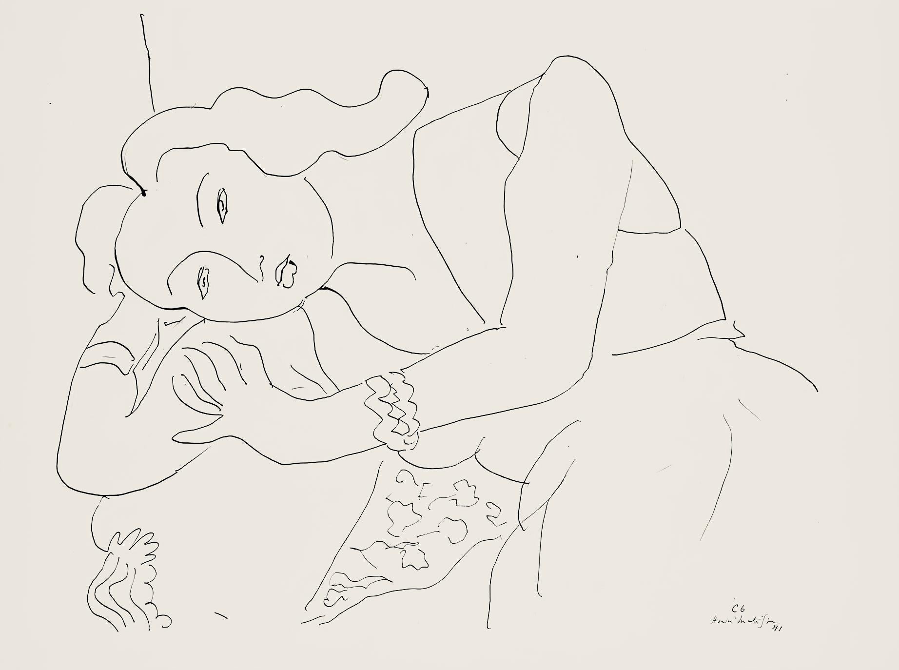 Abstract Print Henri Matisse - Matisse, Série C, var. 6 (Duthuit 9), Dessins, Thèmes et variations (d'après)