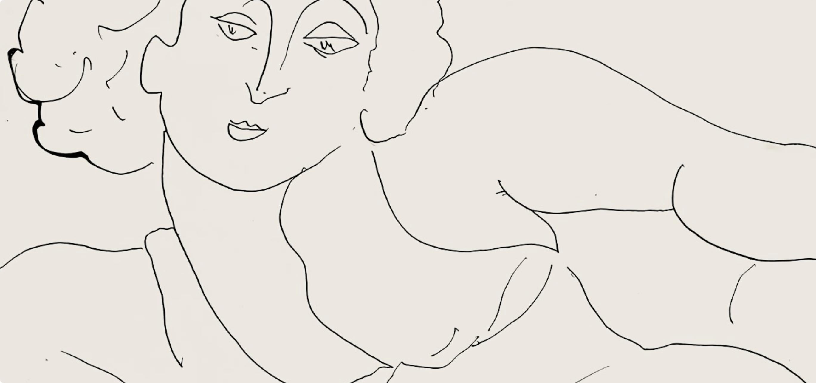 Matisse, Série C, var. 7 (Duthuit 9), Dessins, Thèmes et variations (d'après) - Beige Abstract Print par Henri Matisse