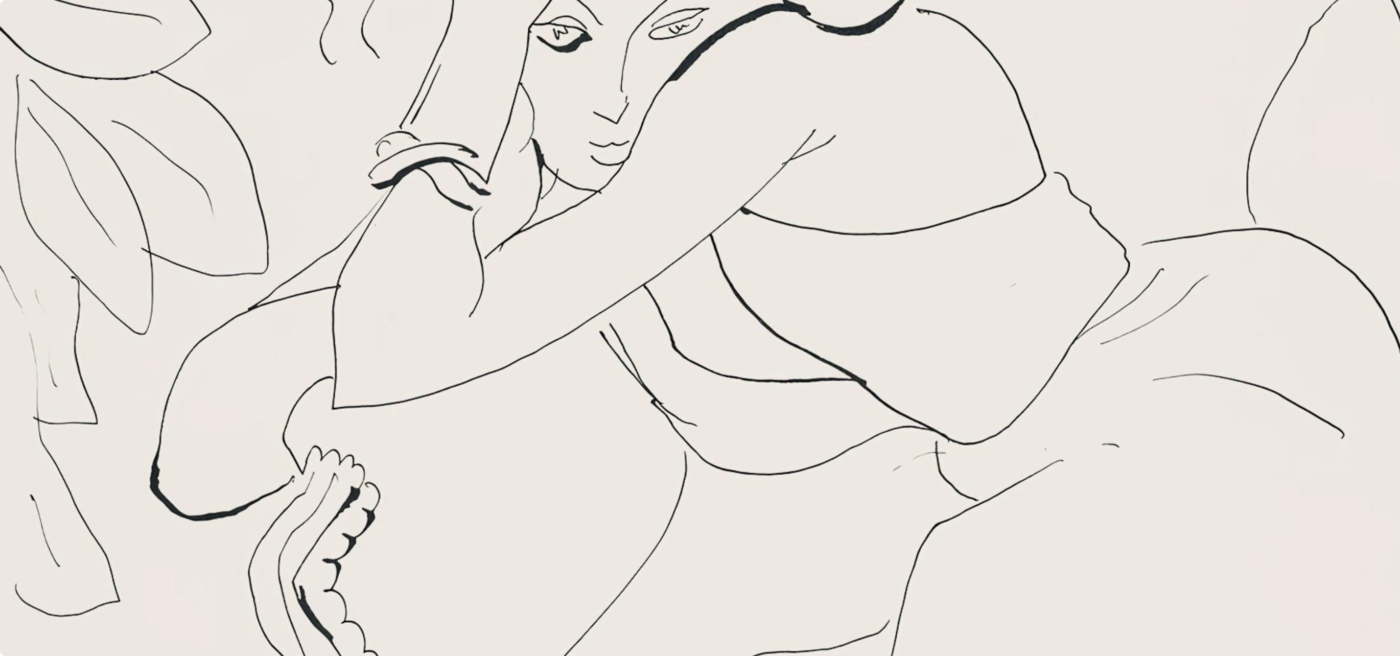 Matisse, Série C, var. 8 (Duthuit 9), Dessins, Thèmes et variations (after) - Beige Abstract Print by Henri Matisse