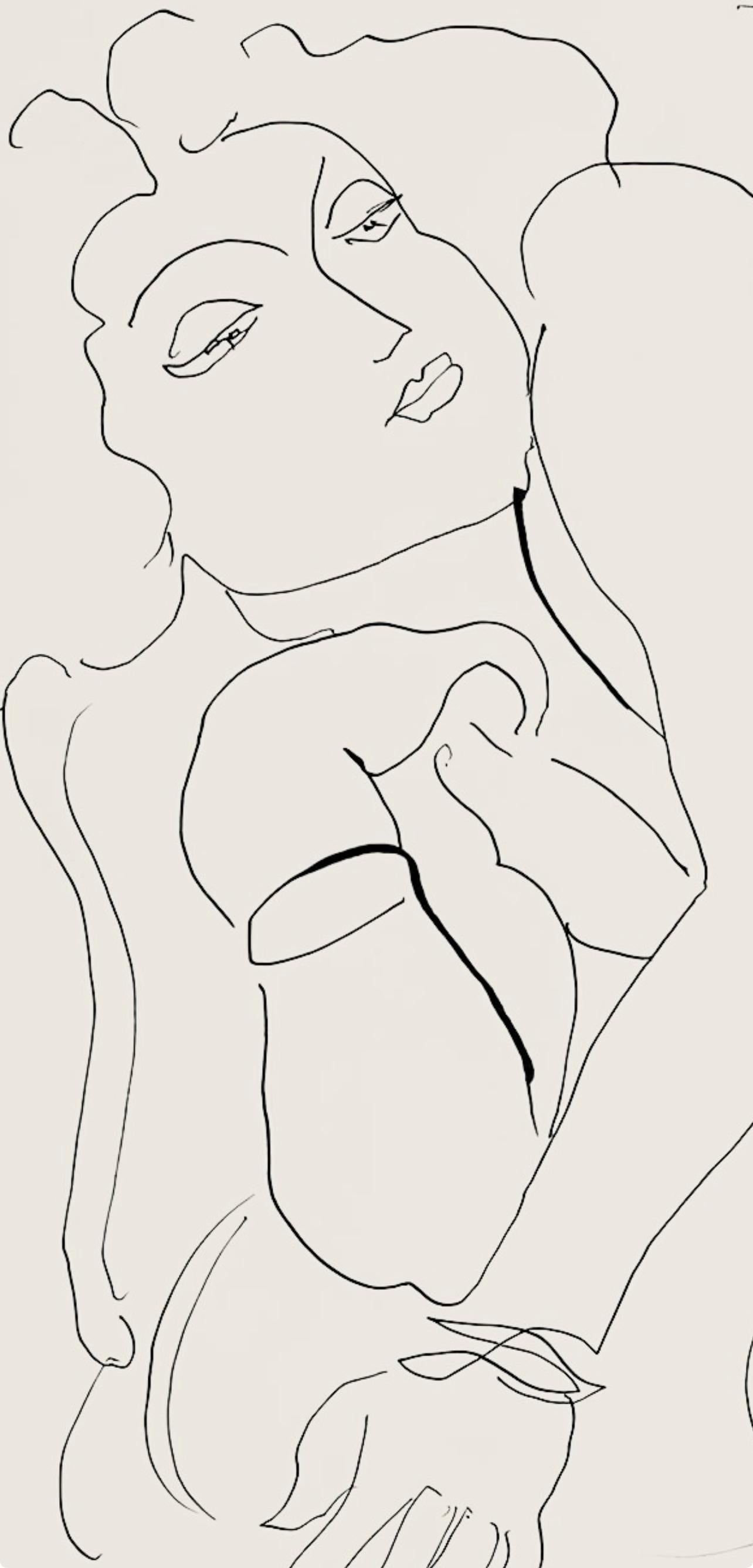 Matisse, Série D, var. 10 (Duthuit 9), Dessins, Thèmes et variations (after) - Beige Abstract Print by Henri Matisse