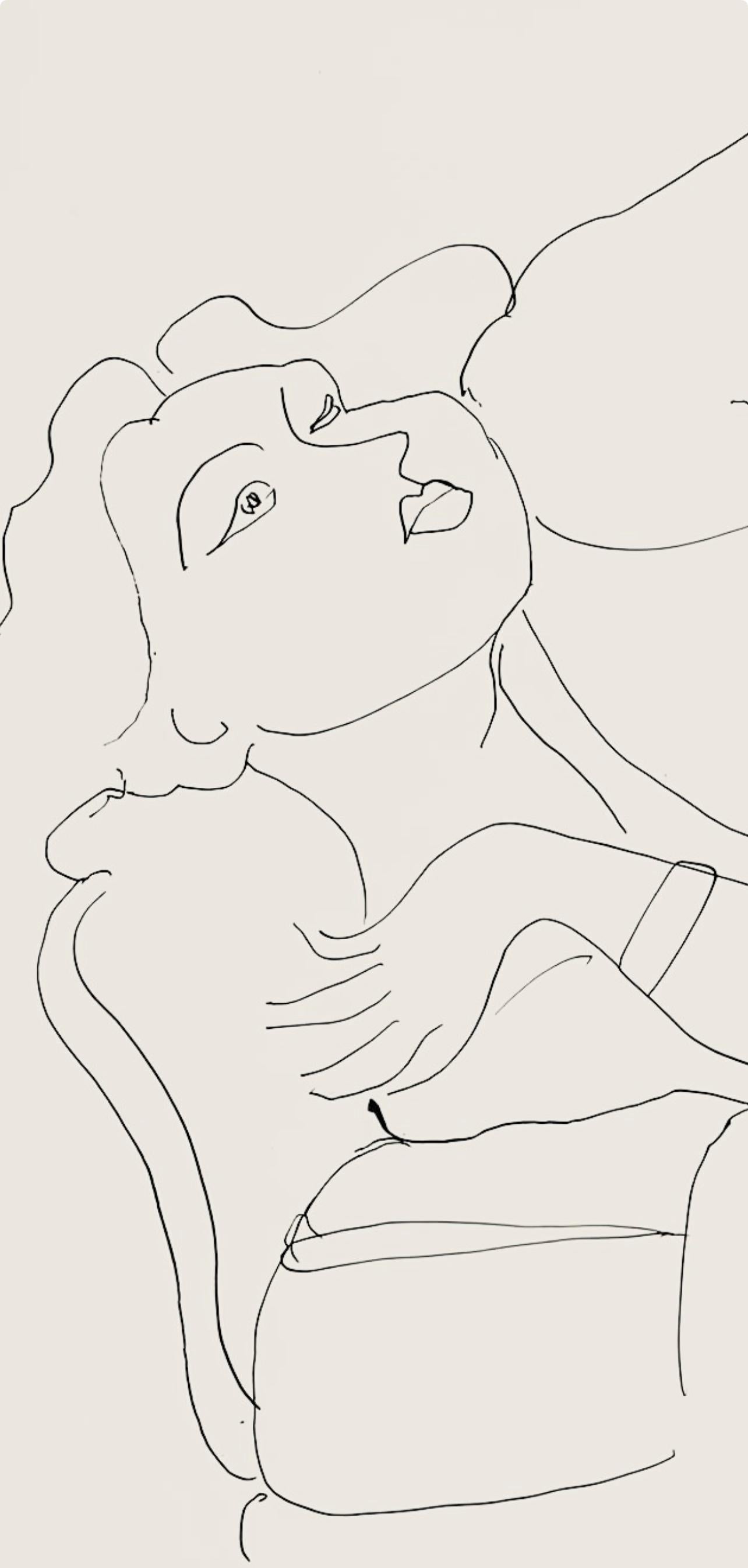 Matisse, Série D, var. 3 (Duthuit 9), Dessins, Thèmes et variations (after) - Beige Abstract Print by Henri Matisse