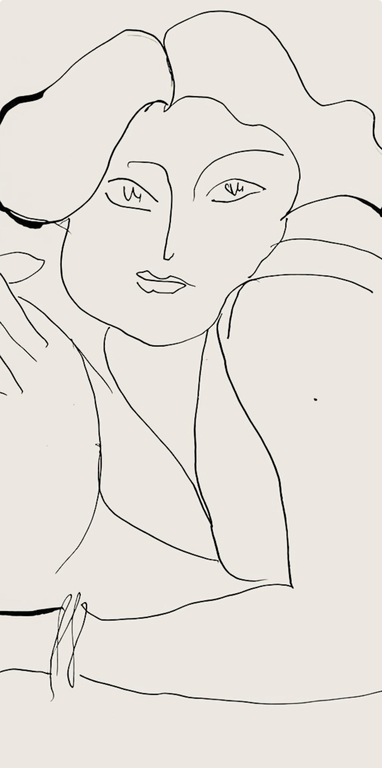 Matisse, Série D, var. 4 (Duthuit 9), Dessins, Thèmes et variations (after) - Beige Abstract Print by Henri Matisse