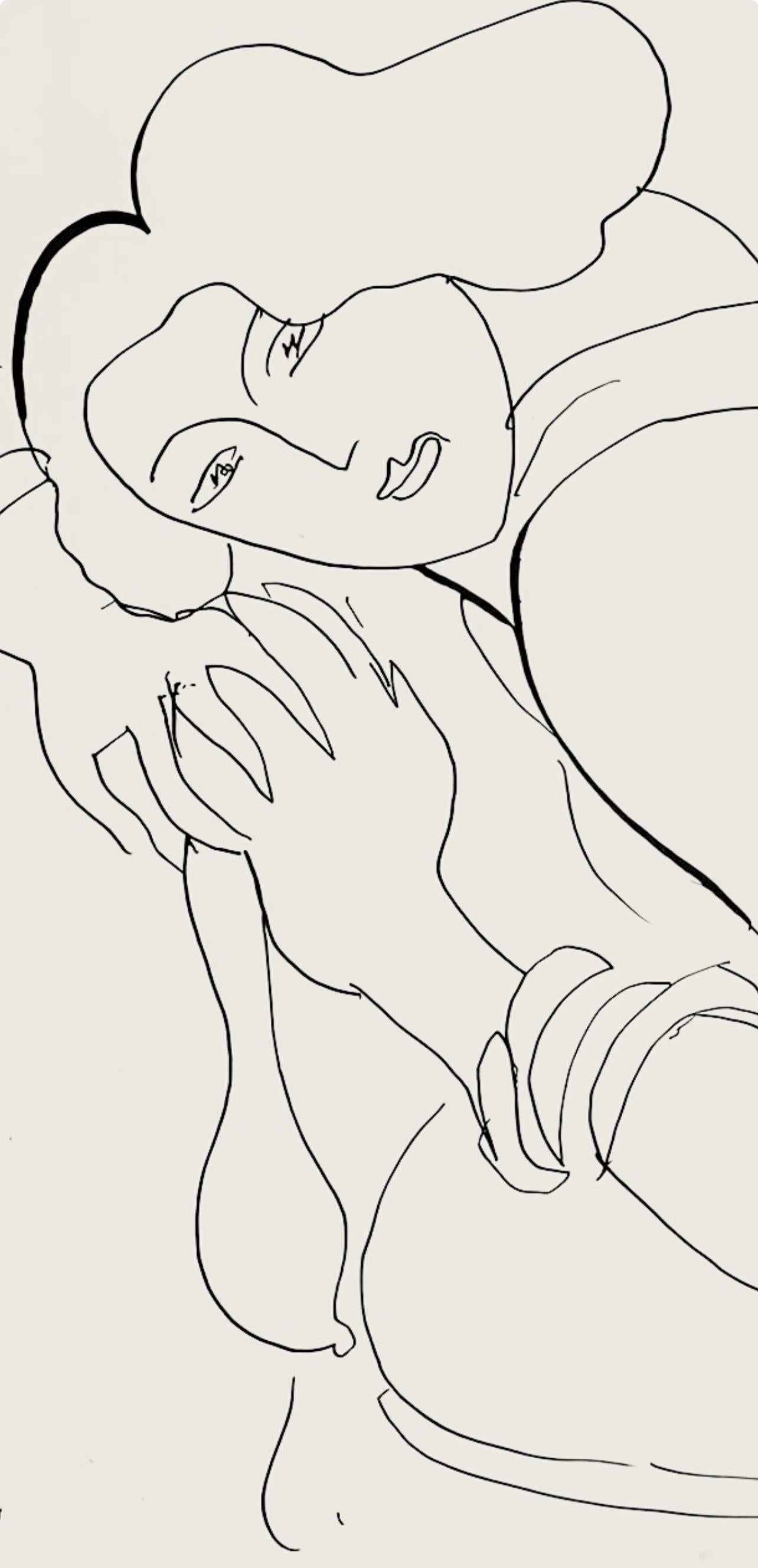Matisse, Série D, var. 5 (Duthuit 9), Dessins, Thèmes et variations (after) - Beige Abstract Print by Henri Matisse