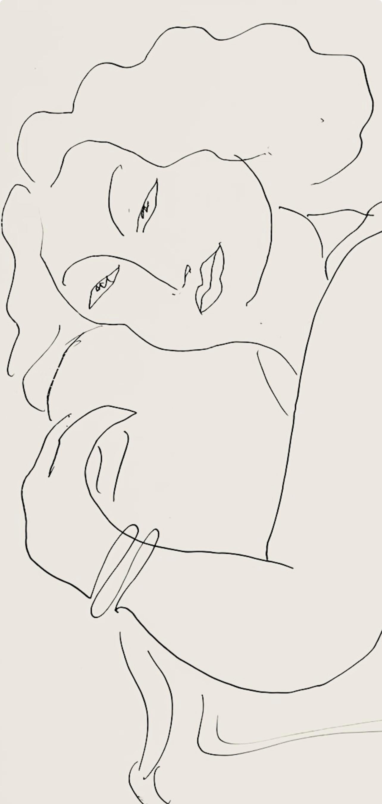 Matisse, Série D, var. 6 (Duthuit 9), Dessins, Thèmes et variations (after) - Beige Figurative Print by Henri Matisse