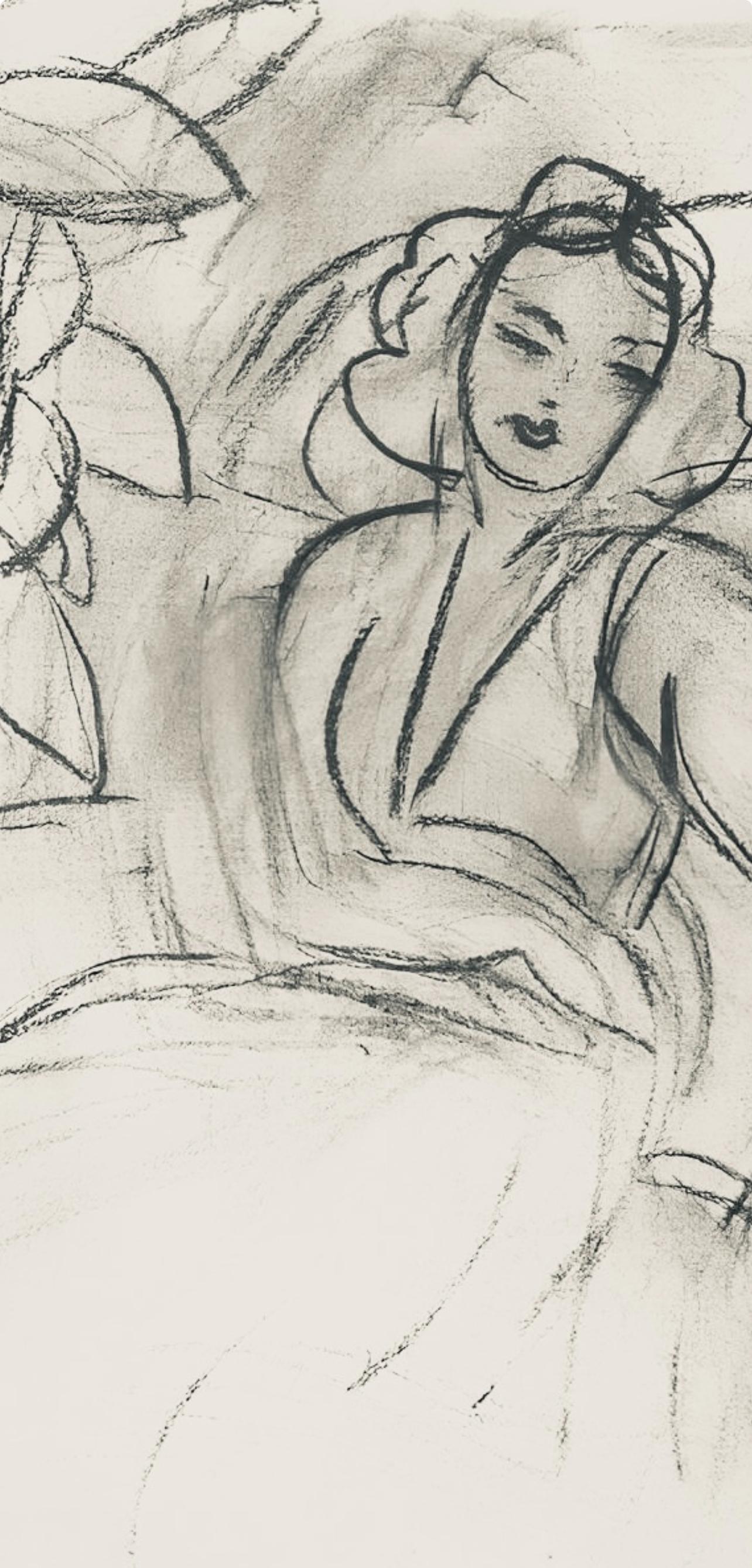 Matisse, Série E, var. 1 (Duthuit 9), Dessins, Thèmes et variations (after) - Beige Abstract Print by Henri Matisse
