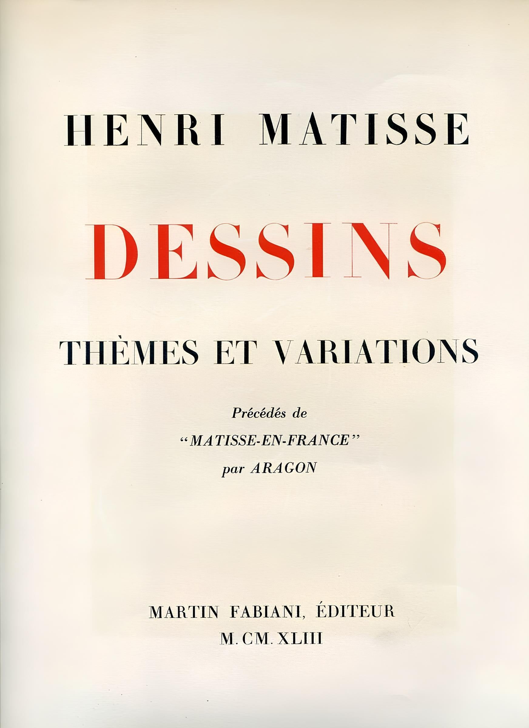 Matisse, Série E, var. 1 (Duthuit 9), Dessins, Thèmes et variations (after) For Sale 1