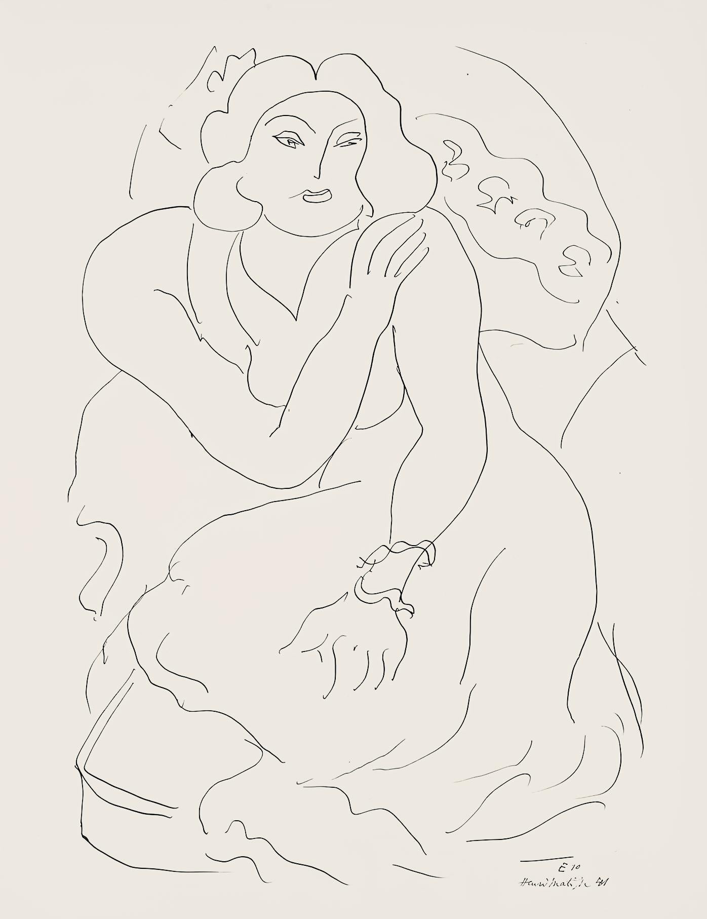 Henri Matisse Abstract Print - Matisse, Série E, var. 10 (Duthuit 9), Dessins, Thèmes et variations (after)
