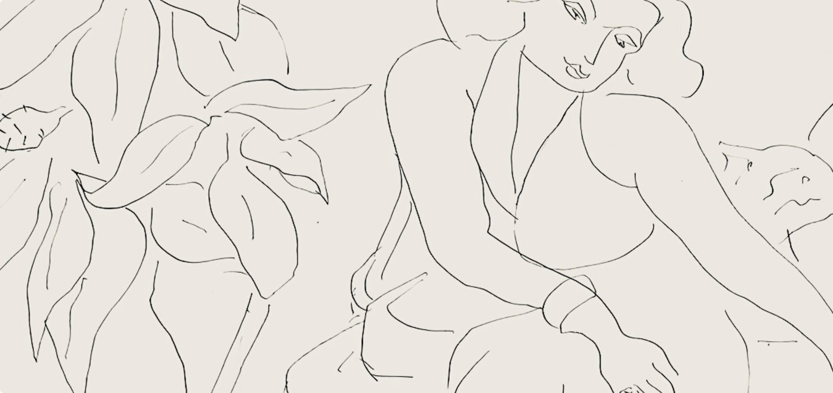 Matisse, Série E, var. 11 (Duthuit 9), Dessins, Thèmes et variations (d'après) - Beige Figurative Print par Henri Matisse