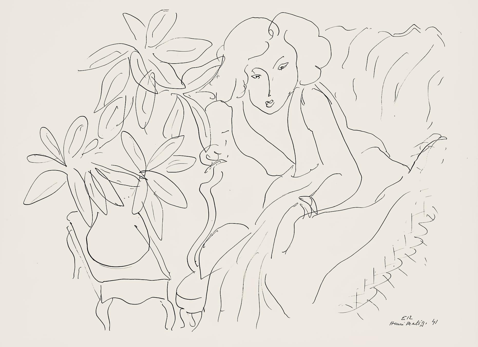 Henri Matisse Figurative Print - Matisse, Série E, var. 12 (Duthuit 9), Dessins, Thèmes et variations (after)