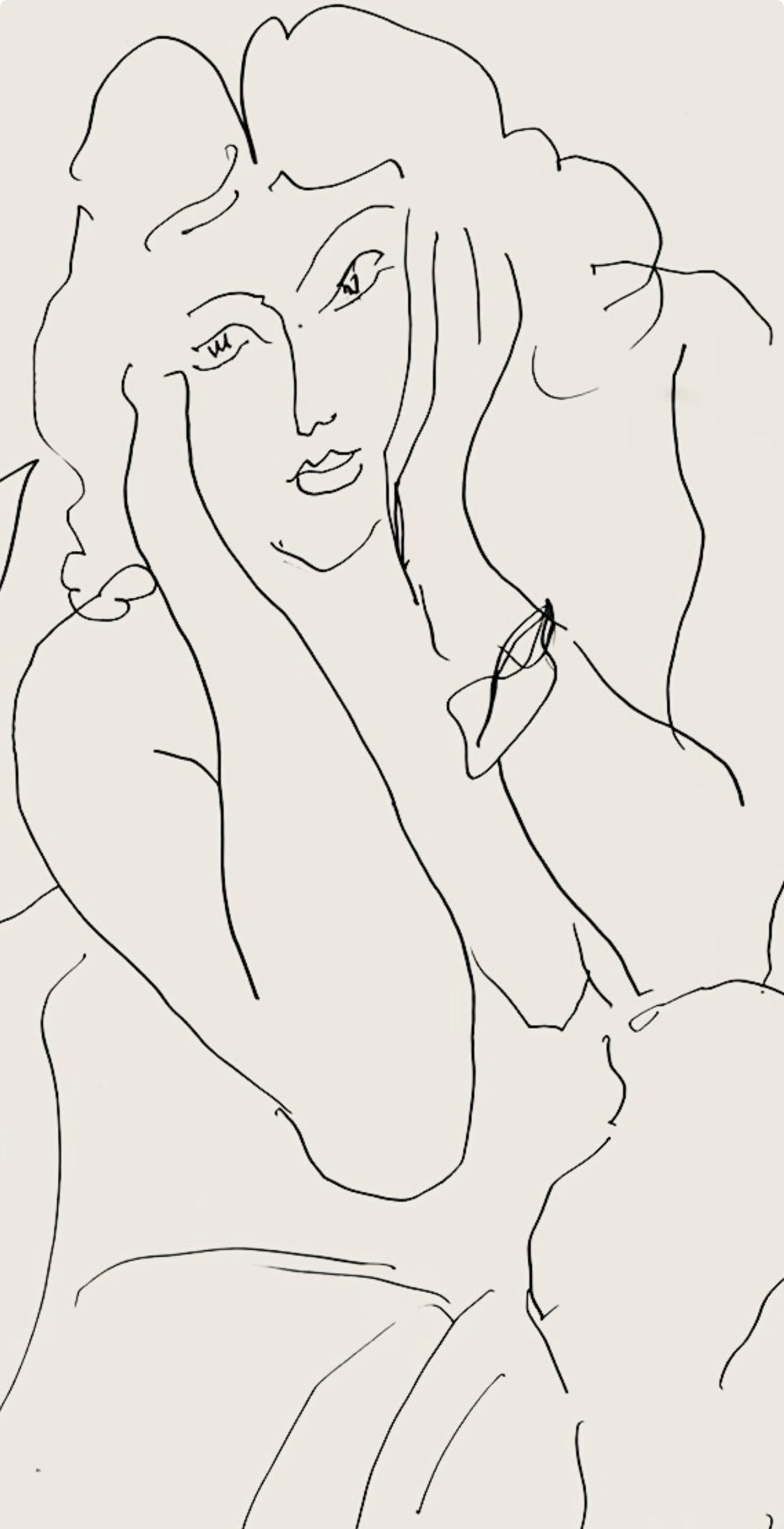 Matisse, Série E, var. 13 (Duthuit 9), Dessins, Thèmes et variations (after) - Beige Abstract Print by Henri Matisse