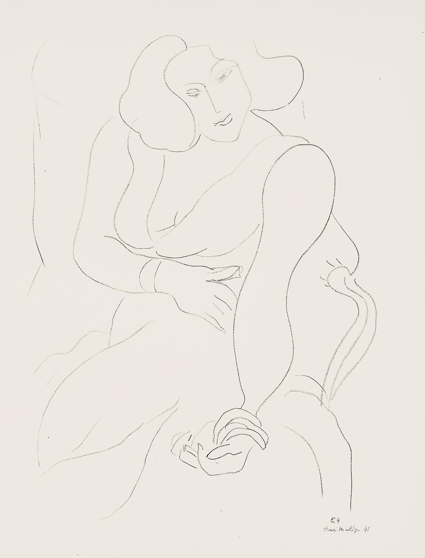 Henri Matisse Abstract Print - Matisse, Série E, var. 4 (Duthuit 9), Dessins, Thèmes et variations (after)