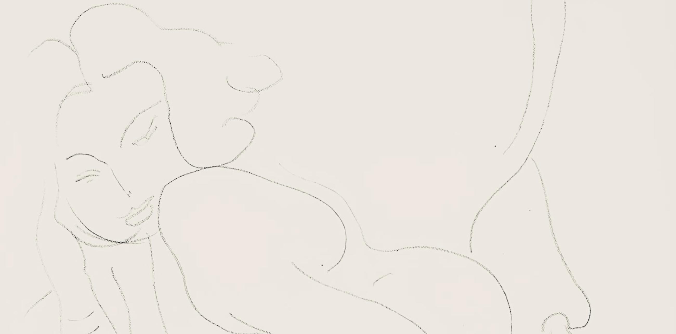 Matisse, Série E, var. 5 (Duthuit 9), Dessins, Thèmes et variations (d'après) - Beige Abstract Print par Henri Matisse