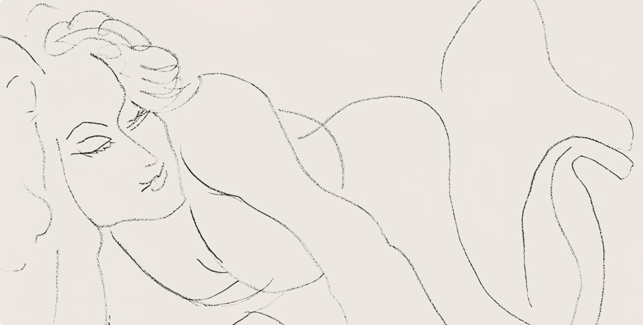 Matisse, Série E, var. 7 (Duthuit 9), Dessins, Thèmes et variations (after) - Beige Abstract Print by Henri Matisse