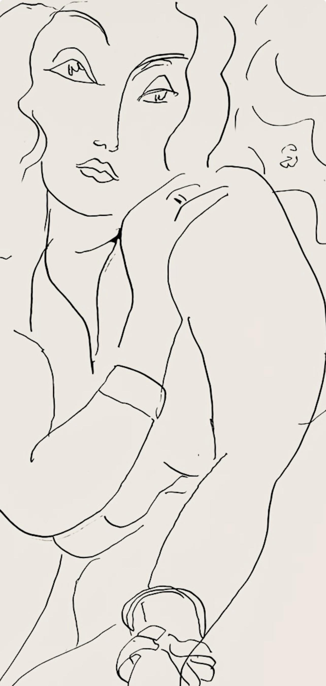 Matisse, Série E, var. 9 (Duthuit 9), Dessins, Thèmes et variations (after) - Beige Abstract Print by Henri Matisse