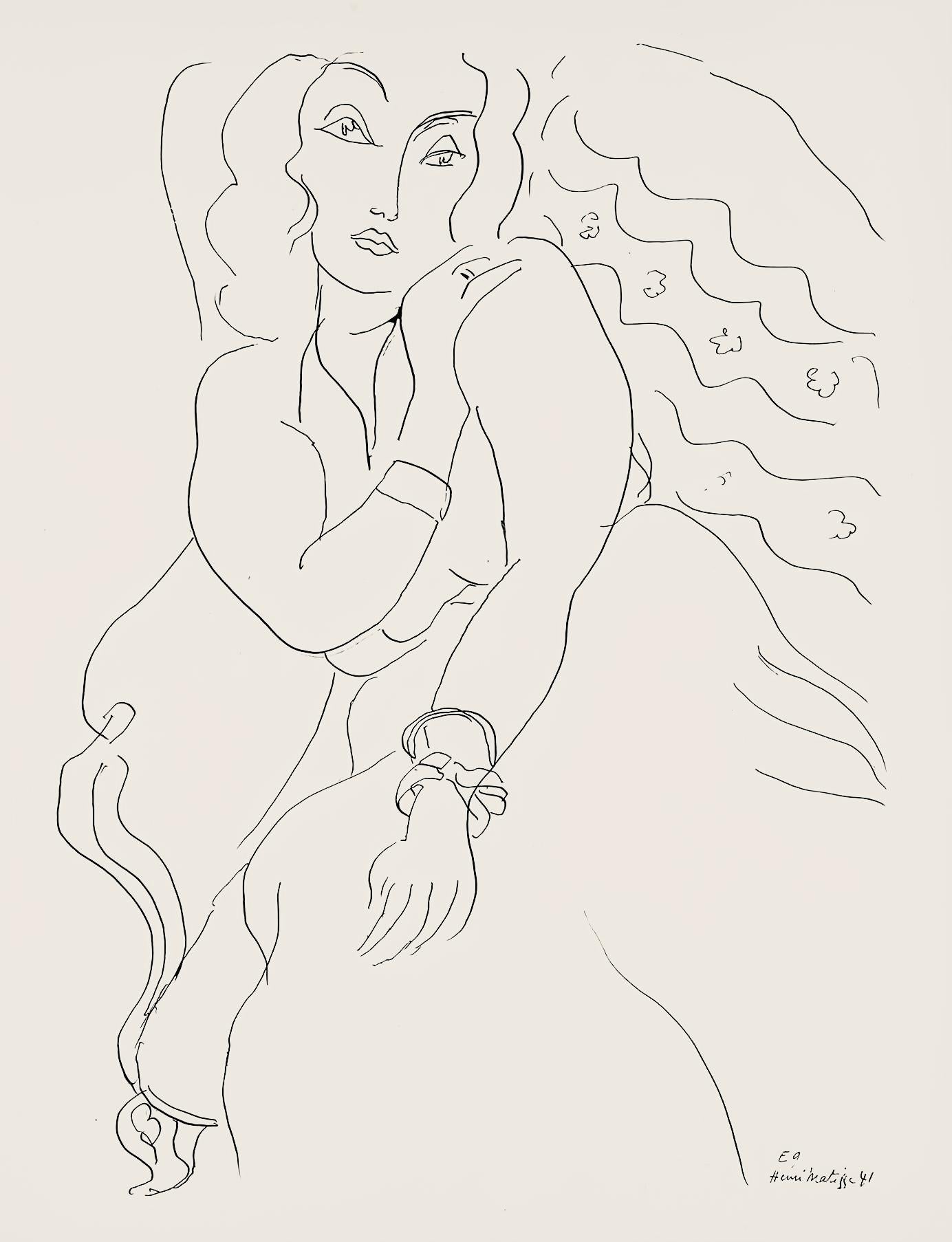 Henri Matisse Abstract Print - Matisse, Série E, var. 9 (Duthuit 9), Dessins, Thèmes et variations (after)
