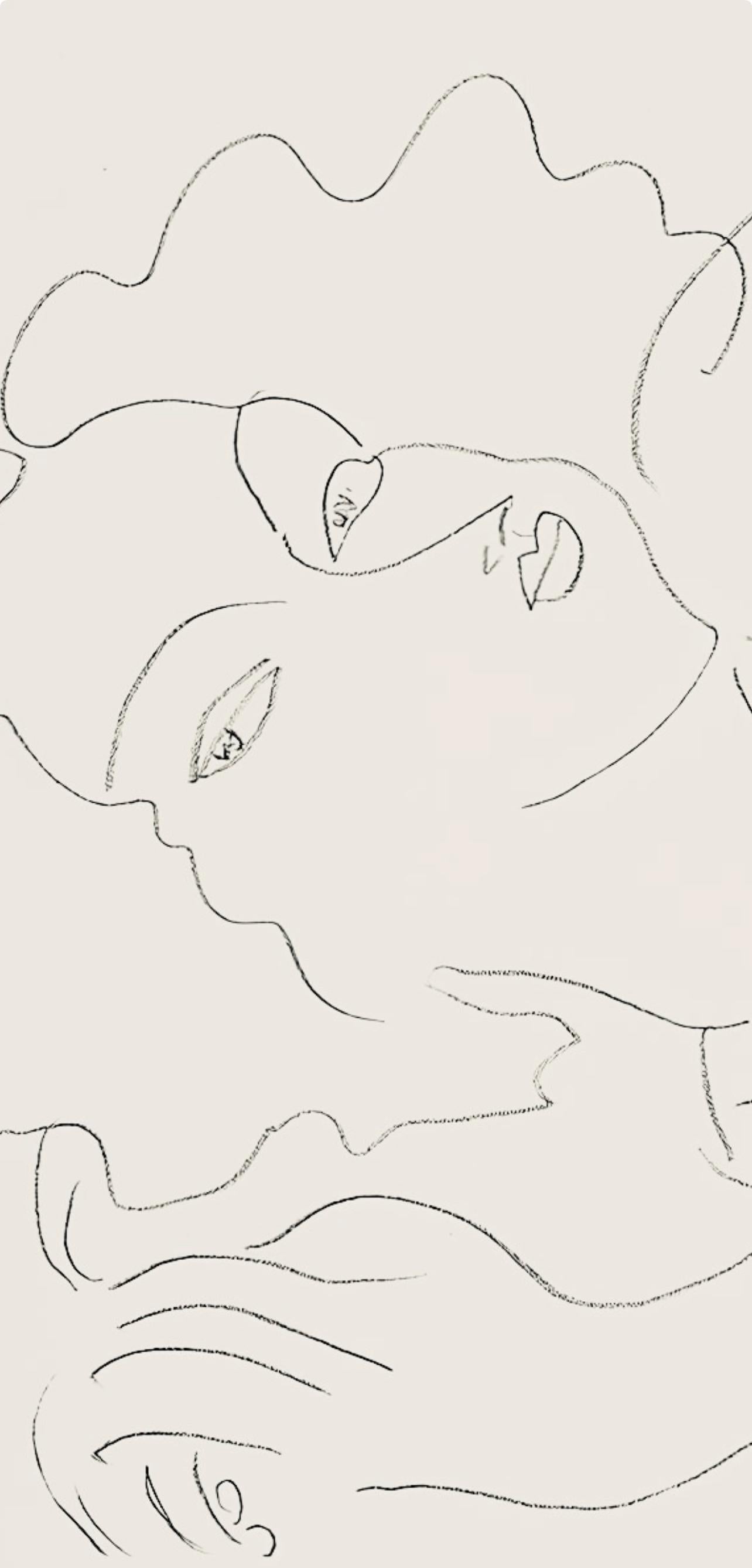 Matisse, Série F, var. 10 (Duthuit 9), Dessins, Thèmes et variations (d'après) - Beige Abstract Print par Henri Matisse