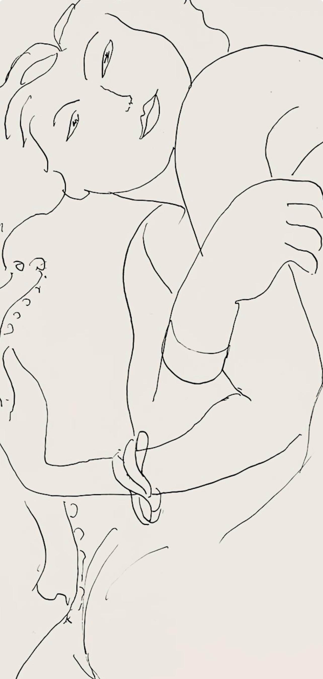 Matisse, Série F, var. 2 (Duthuit 9), Dessins, Thèmes et variations (d'après) - Gris Abstract Print par Henri Matisse