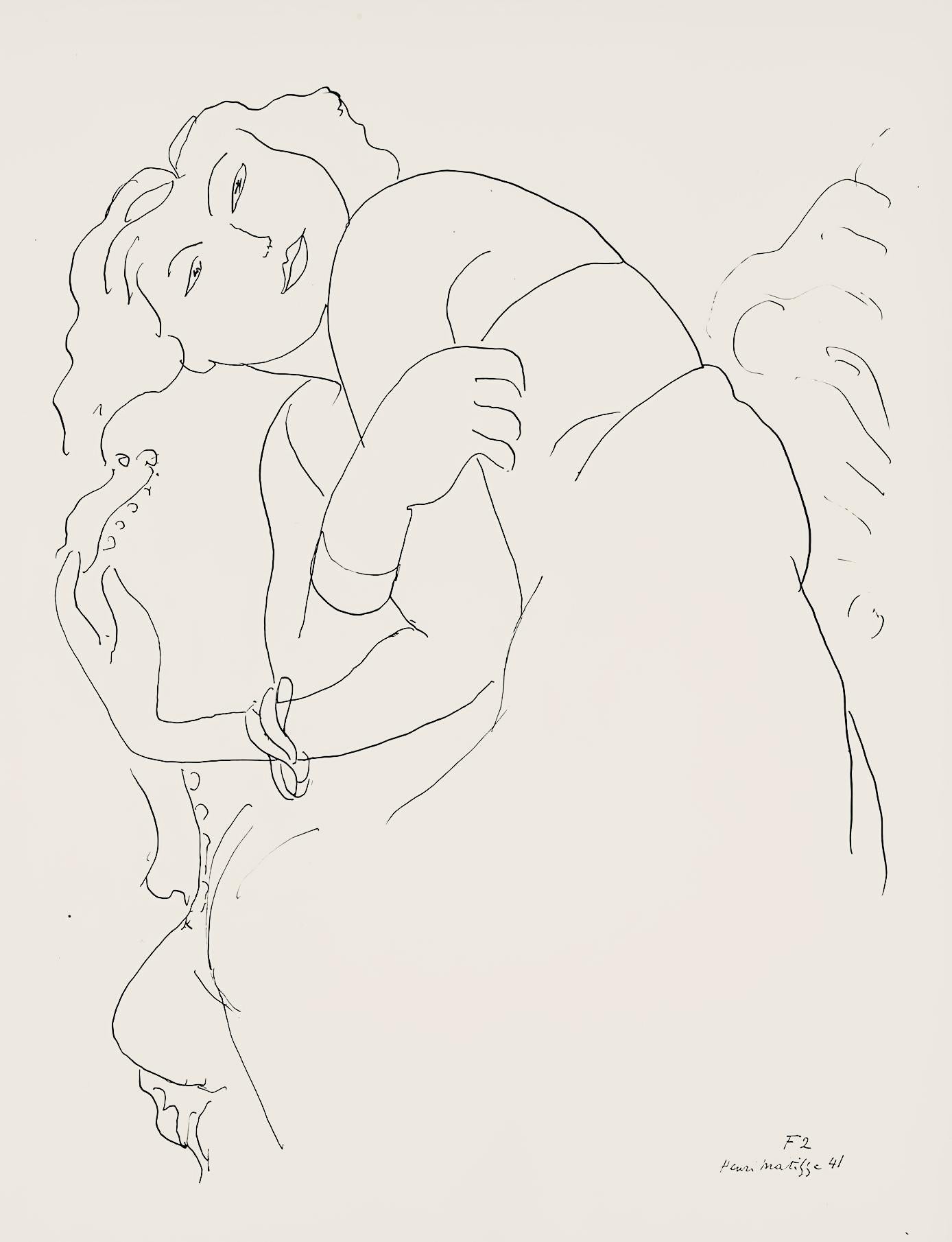 Abstract Print Henri Matisse - Matisse, Série F, var. 2 (Duthuit 9), Dessins, Thèmes et variations (d'après)