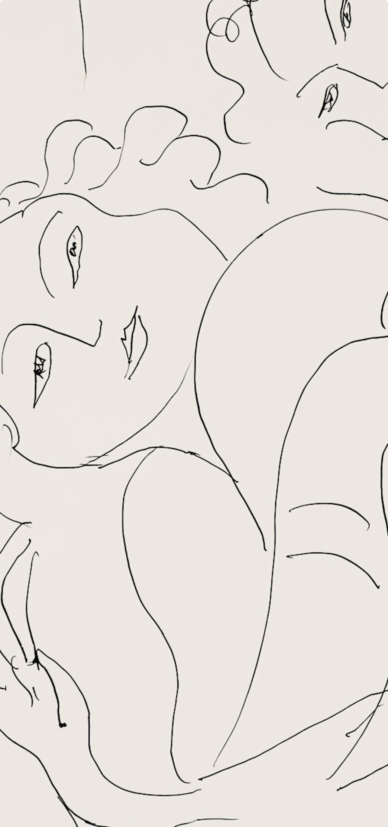 Matisse, Série F, var. 5 (Duthuit 9), Dessins, Thèmes et variations (after) - Beige Abstract Print by Henri Matisse