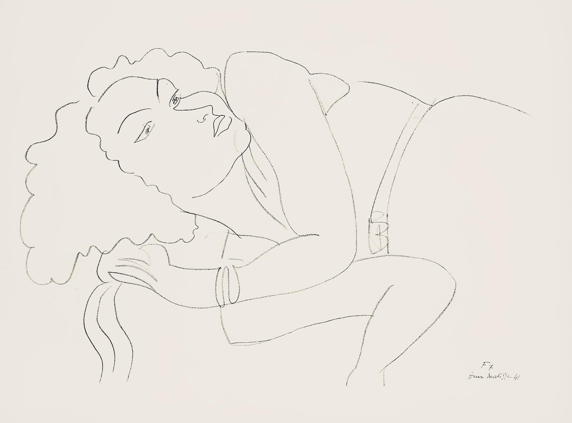 Figurative Print Henri Matisse - Matisse, Série F, var. 7 (Duthuit 9), Dessins, Thèmes et variations (d'après)