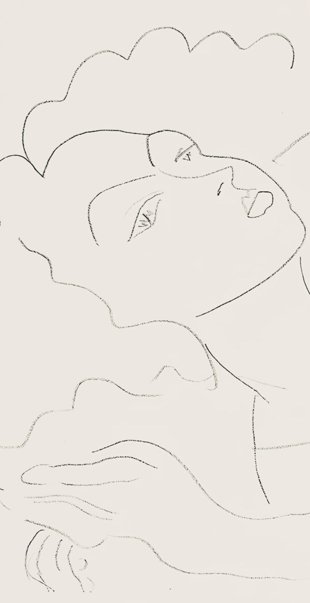 Matisse, Série F, var. 8 (Duthuit 9), Dessins, Thèmes et variations (after) - Beige Figurative Print by Henri Matisse