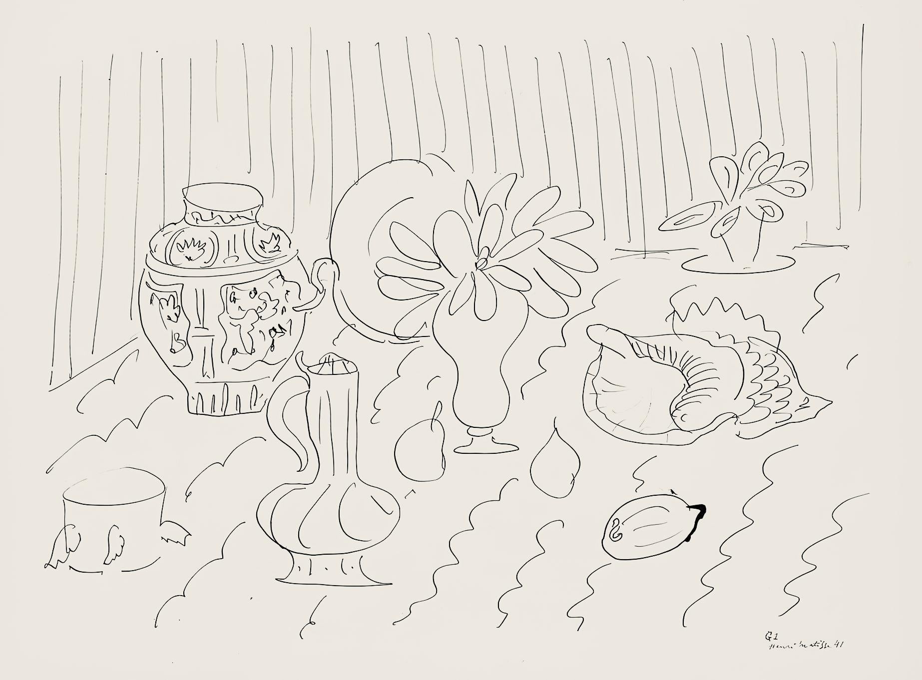 Henri Matisse Abstract Print - Matisse, Série G, var. 1 (Duthuit 9), Dessins, Thèmes et variations (after)