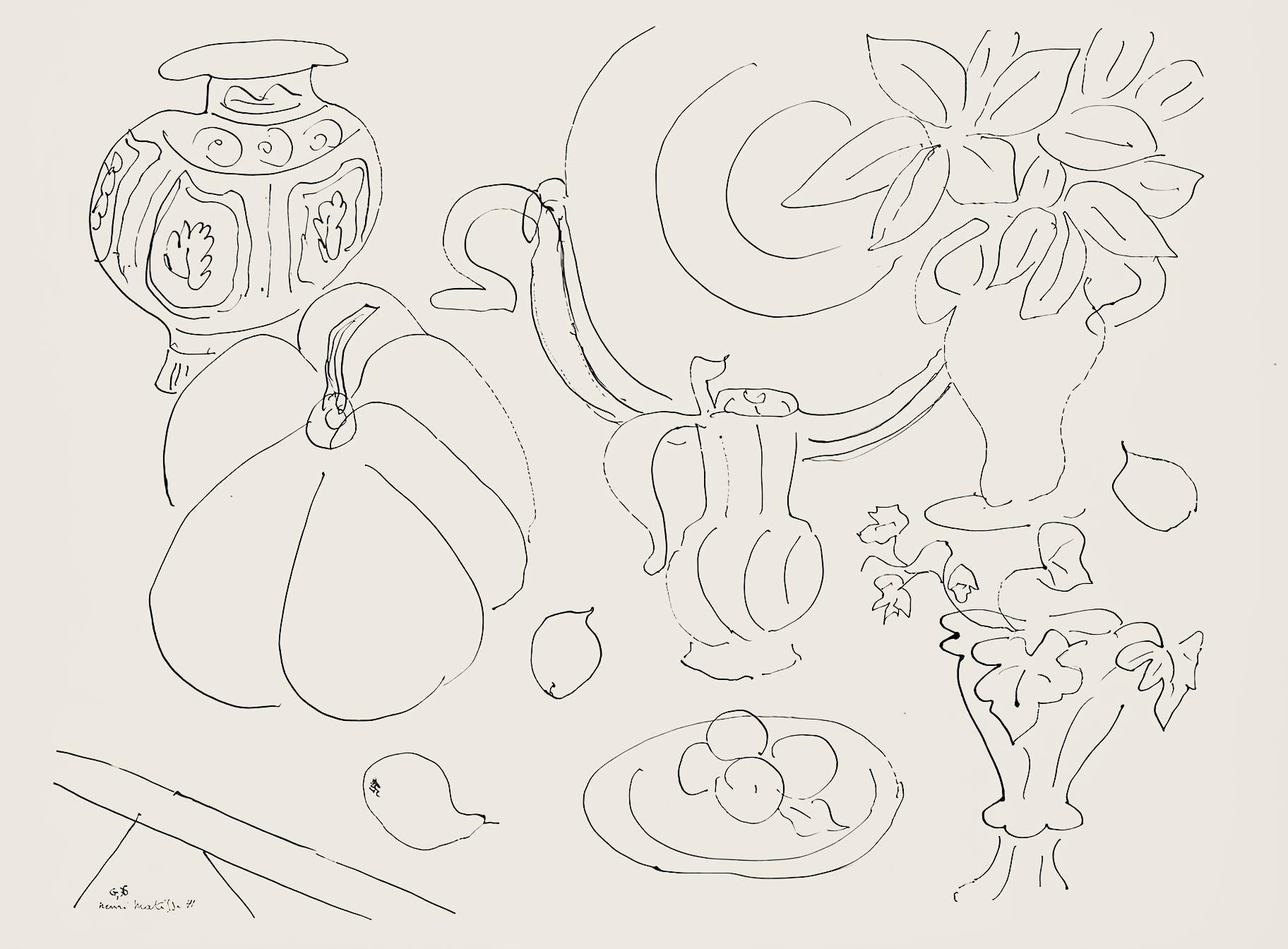 Abstract Print Henri Matisse - Matisse, Série G, var. 6 (Duthuit 9), Dessins, Thèmes et variations (d'après)