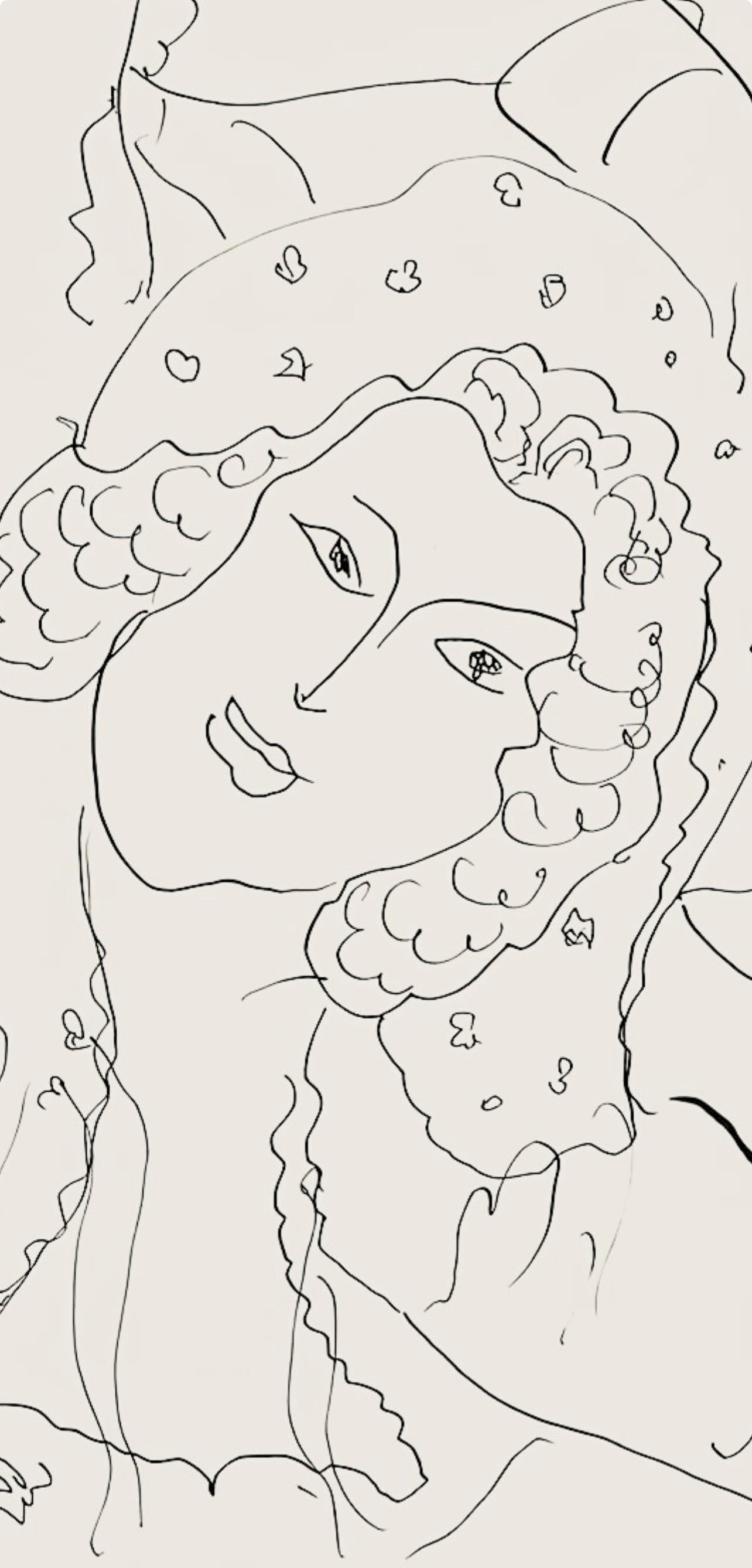 Matisse, Série I, var. 12 (Duthuit 9), Dessins, Thèmes et variations (after) - Beige Figurative Print by Henri Matisse