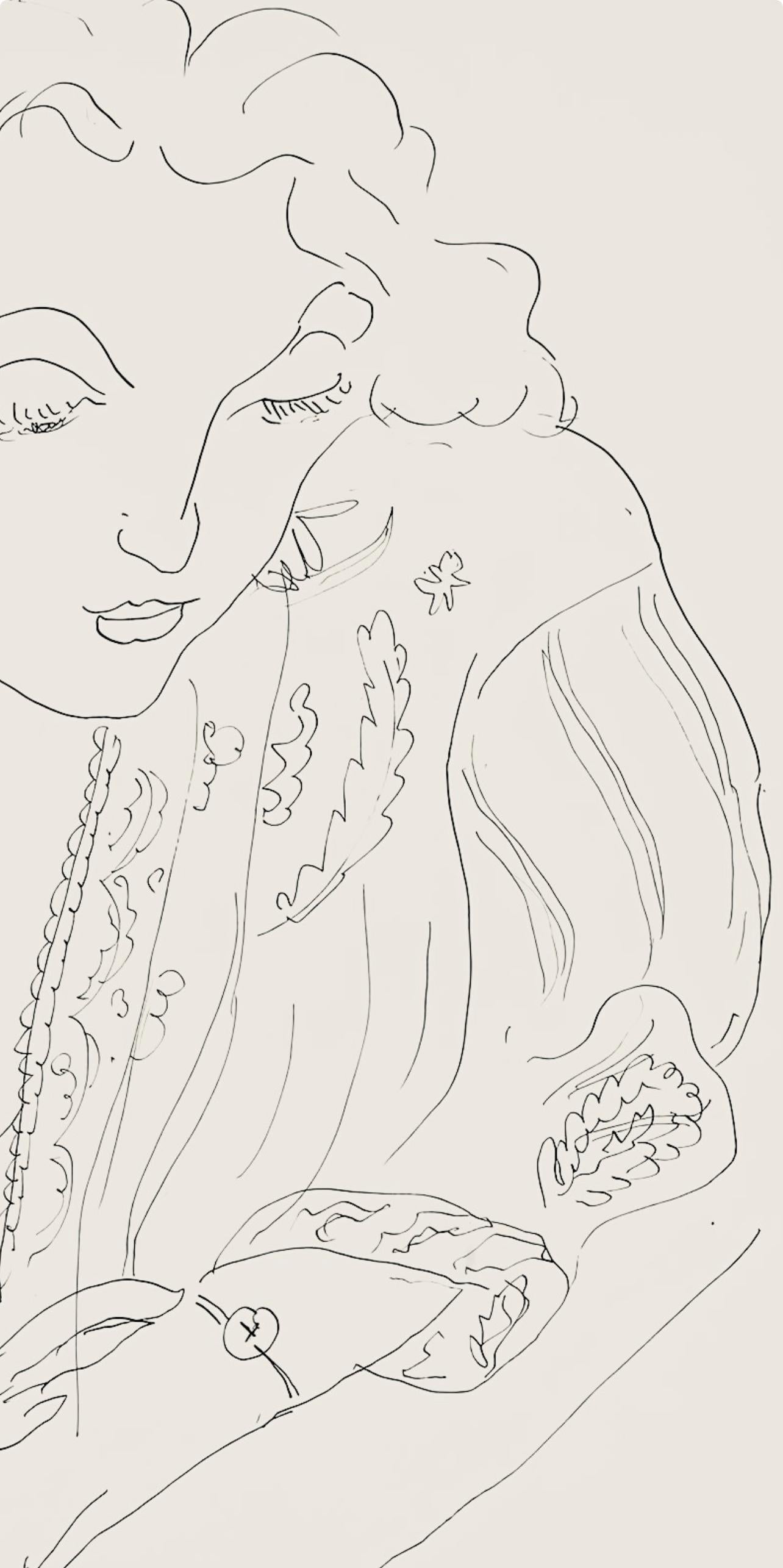 Matisse, Série I, var. 14 (Duthuit 9), Dessins, Thèmes et variations (after) - Beige Figurative Print by Henri Matisse