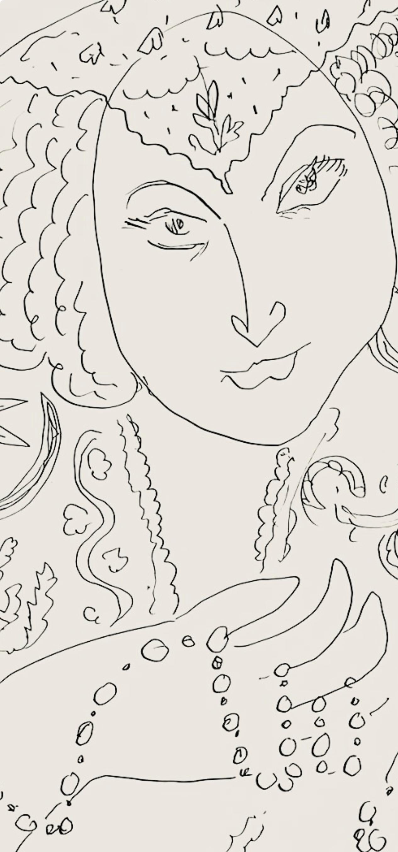 Matisse, Série I, var. 7 (Duthuit 9), Dessins, Thèmes et variations (after) - Beige Figurative Print by Henri Matisse