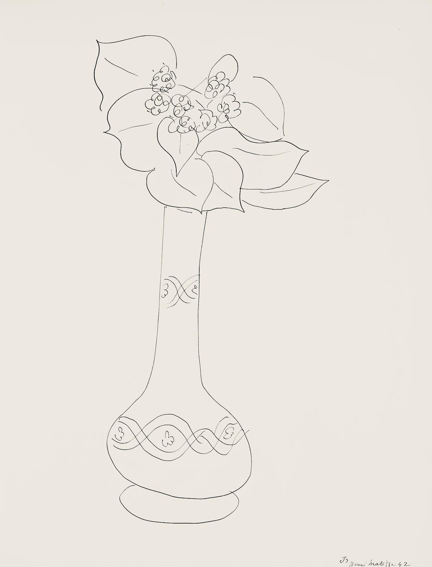 Henri Matisse Abstract Print - Matisse, Série J, var. 3 (Duthuit 9), Dessins, Thèmes et variations (after)