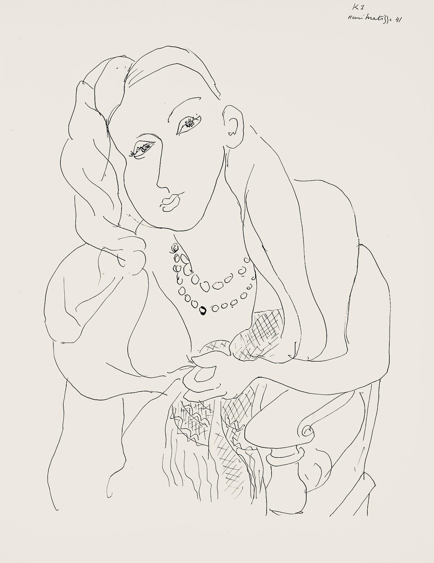 Henri Matisse Abstract Print - Matisse, Série K, var. 1 (Duthuit 9), Dessins, Thèmes et variations (after)