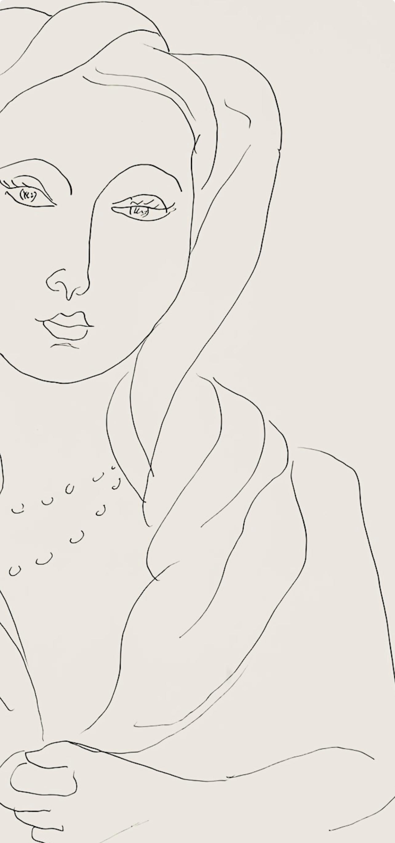 Matisse, Série K, var. 2 (Duthuit 9), Dessins, Thèmes et variations (after) - Beige Figurative Print by Henri Matisse