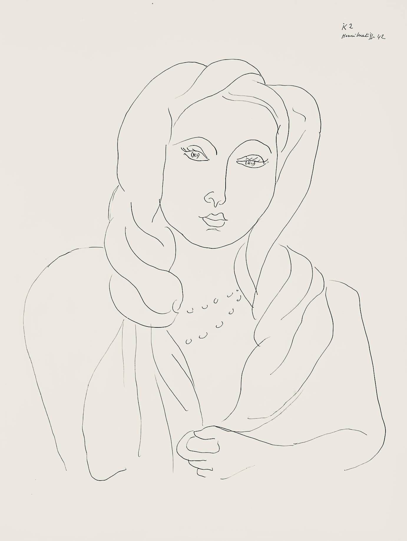 Henri Matisse Figurative Print - Matisse, Série K, var. 2 (Duthuit 9), Dessins, Thèmes et variations (after)
