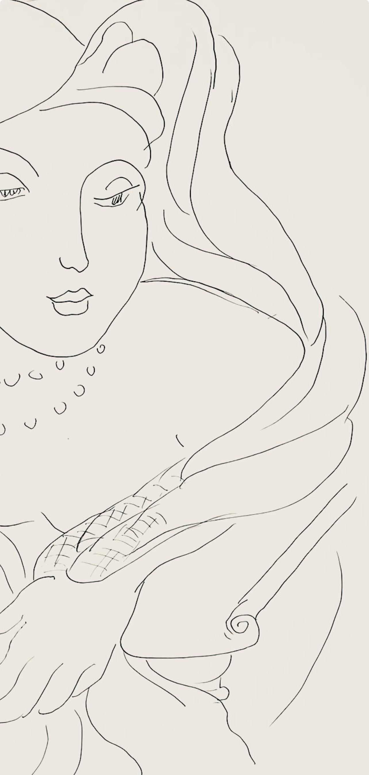Matisse, Série K, var. 3 (Duthuit 9), Dessins, Thèmes et variations (after) - Beige Abstract Print by Henri Matisse