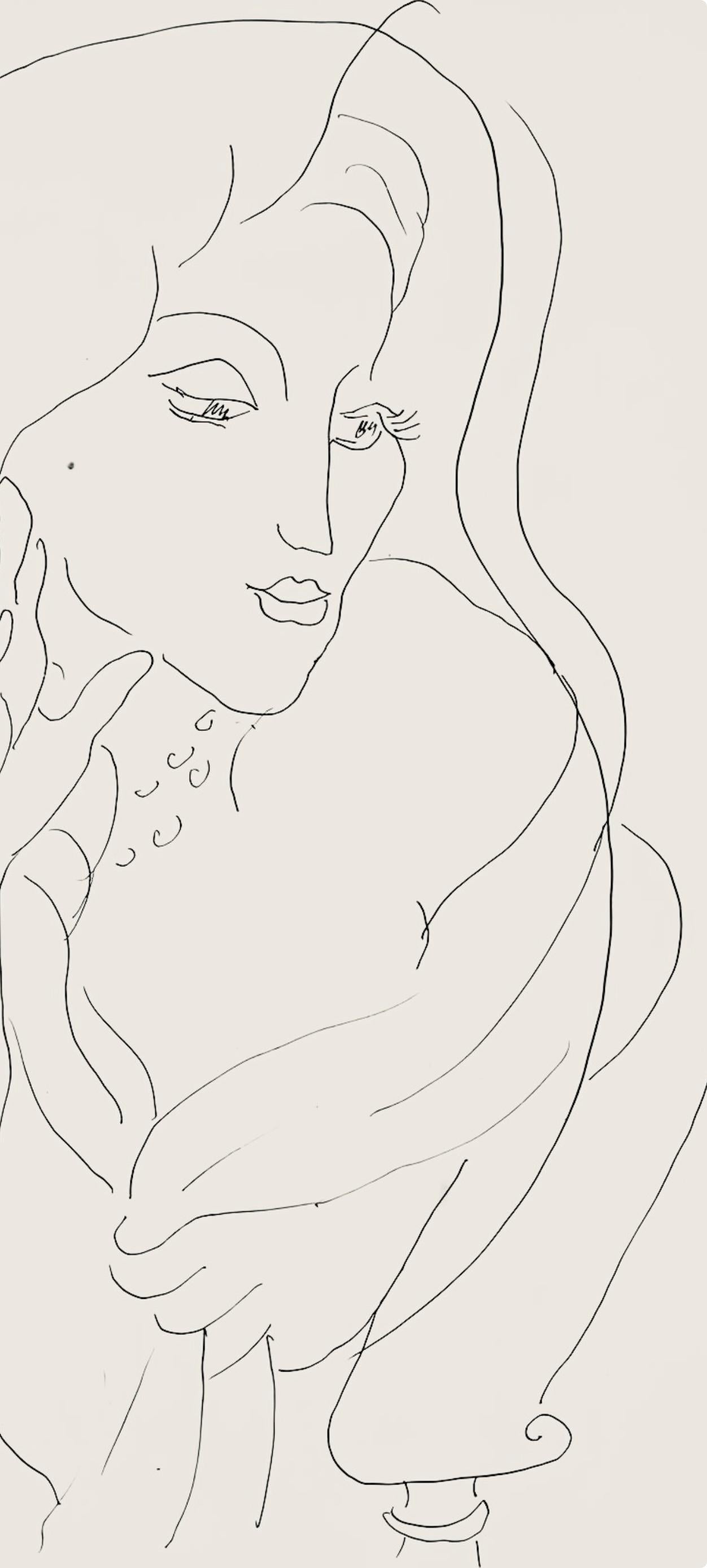 Matisse, Série K, var. 4 (Duthuit 9), Dessins, Thèmes et variations (after) - Beige Abstract Print by Henri Matisse