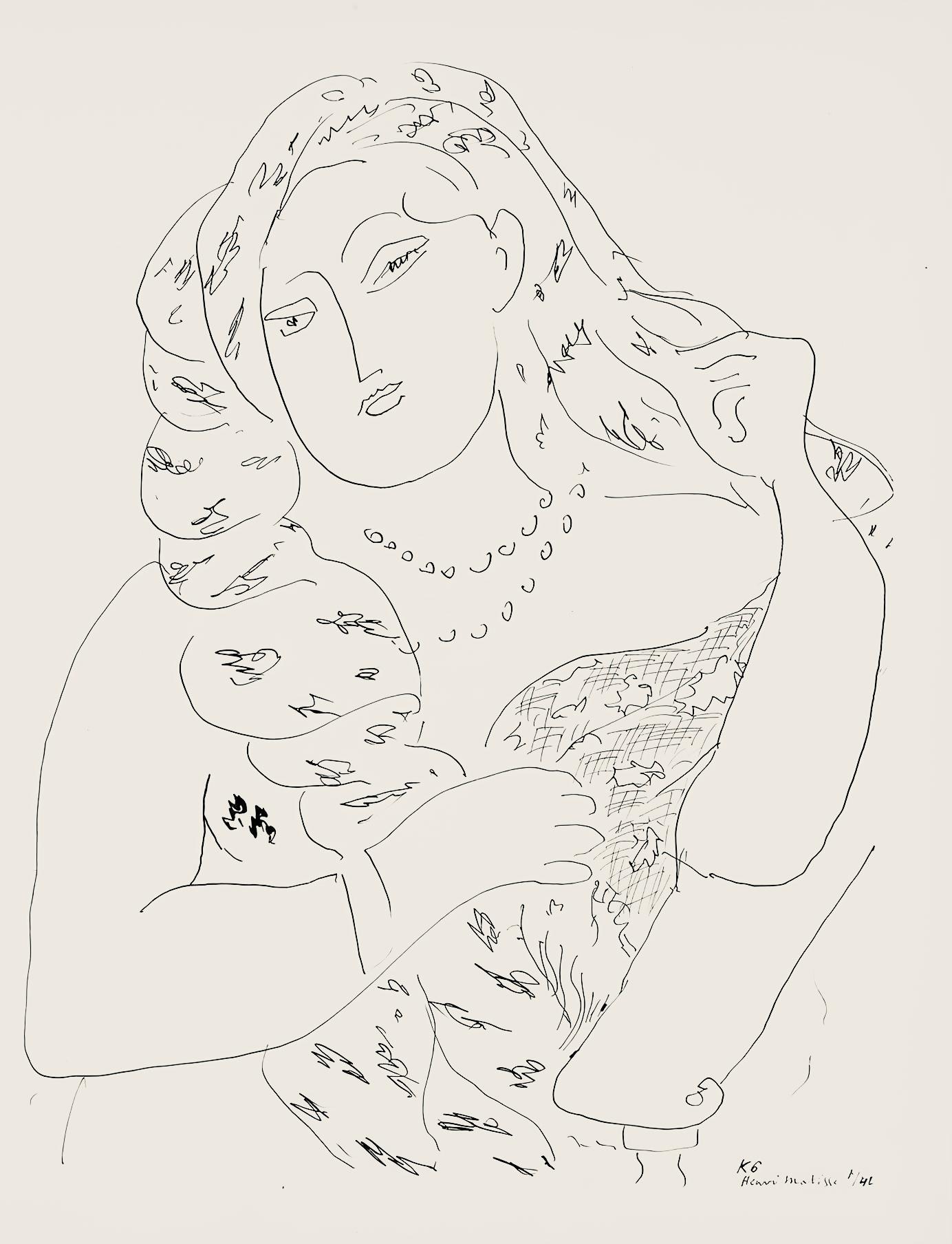 Henri Matisse Figurative Print - Matisse, Série K, var. 6 (Duthuit 9), Dessins, Thèmes et variations (after)